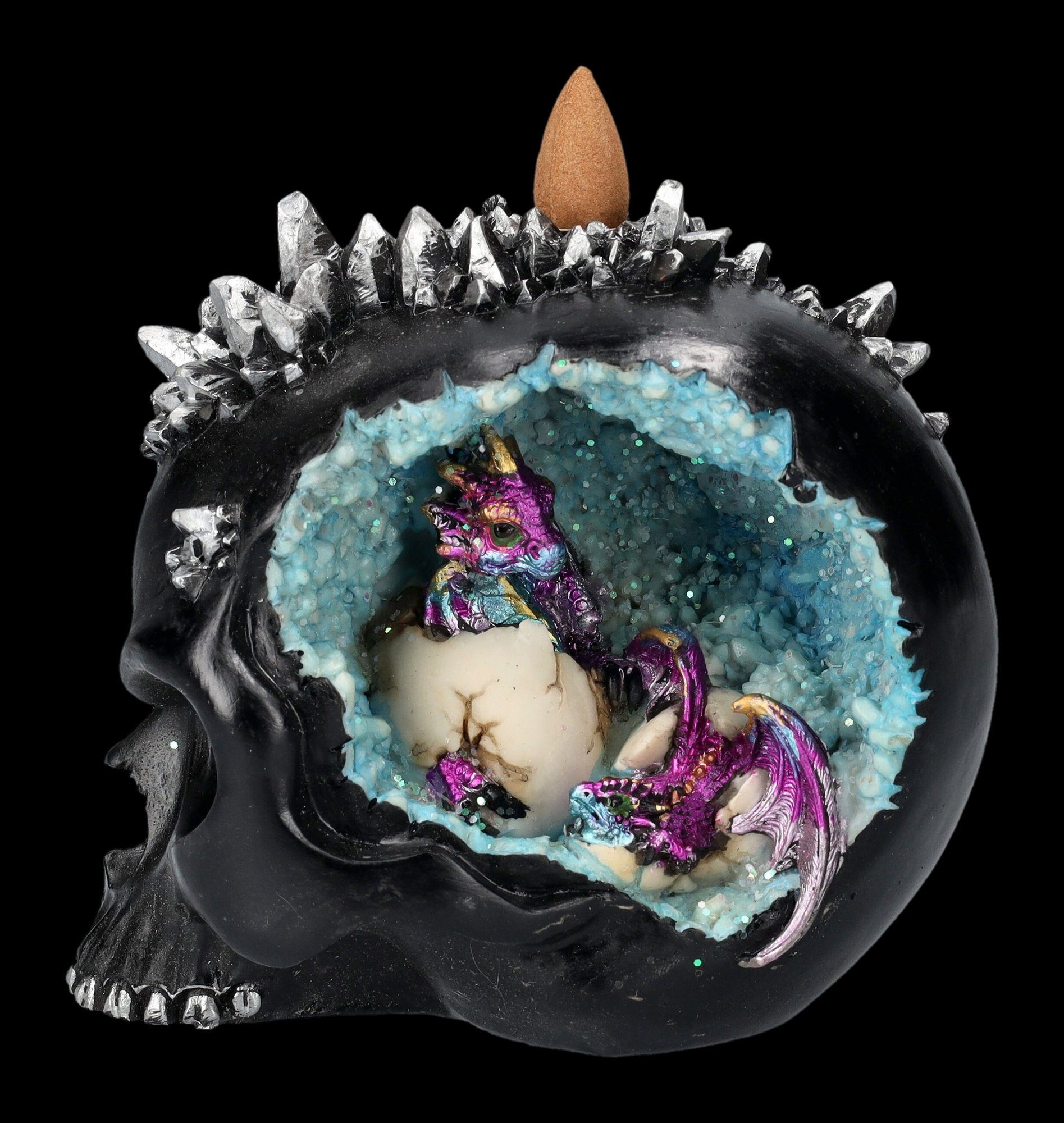 Crystal Backflow Dekoration Shop - Figuren Totenkopf Räucherhalter - Hatchling GmbH Gothic Räuchermännchen Fantasy