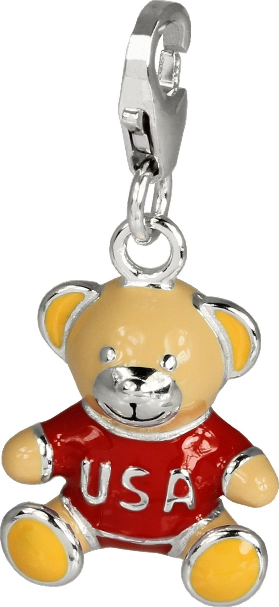 SilberDream Charm-Einhänger SilberDream Charm 925 Echt Silber Anhänger, Teddybär Anhänger 925 Sterling Silber, silber, rot, orange