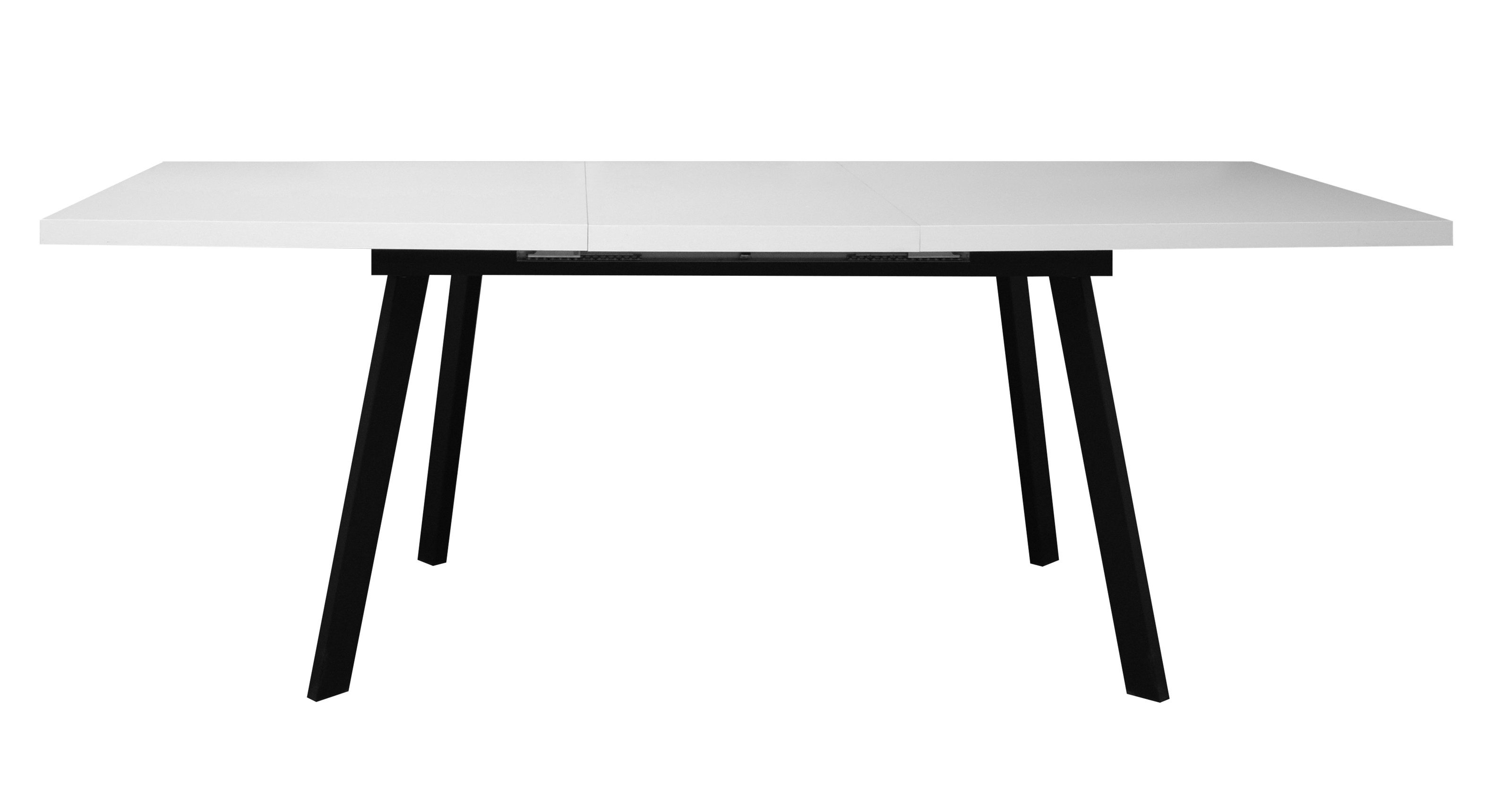 freiraum Esstisch Big System (ausziehbar), (ausziehbar) in schwarz matt / weiß matt lack
