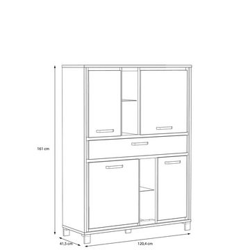 freiraum Highboard Trondheim, in Klarglas - 120,4x161x41,5cm (BxHxT)