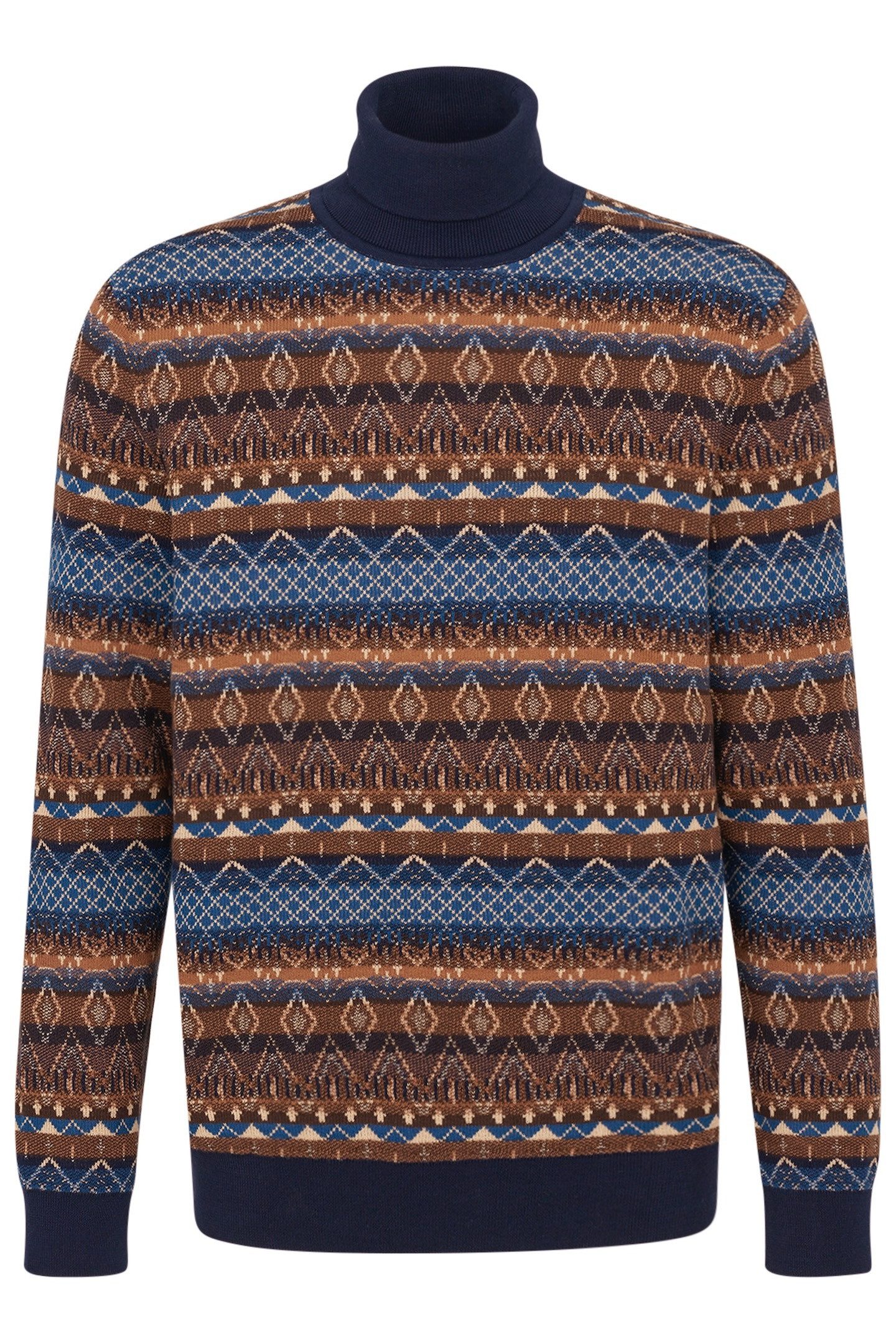 bugatti Rollkragenpullover mit Multicolor-Muster