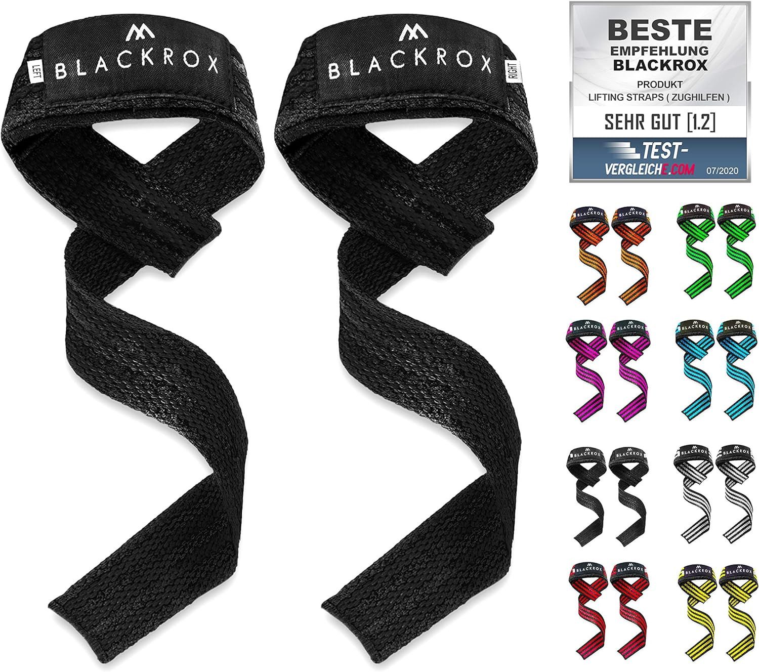 BLACKROX Zughilfe [Vergleichssieger 2024] Lifting Straps, 2er Set, Krafttraining