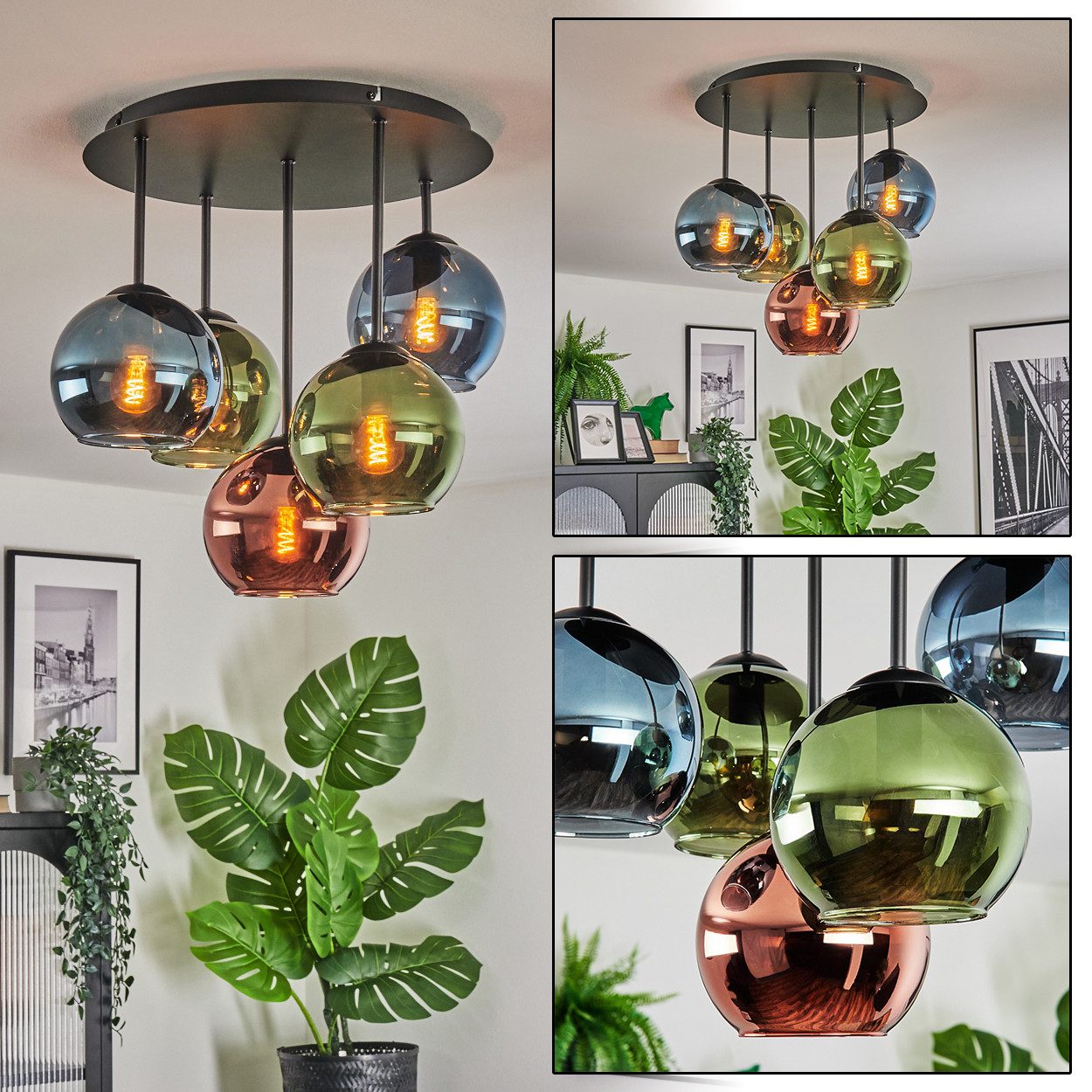 hofstein Deckenleuchte Deckenlampe aus Metall/Glas in günstig online kaufen