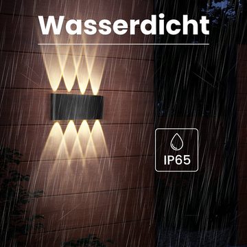 ZMH LED Wandleuchte Außenwandleuchte Schwarz Up Down 7W Wandstrahler Wand Treppenhaus, ‎Energieeffizient, LED fest integriert, 3000k, IP65 Wasserdicht Außenleuchte Flur, Hauswand Leuchten