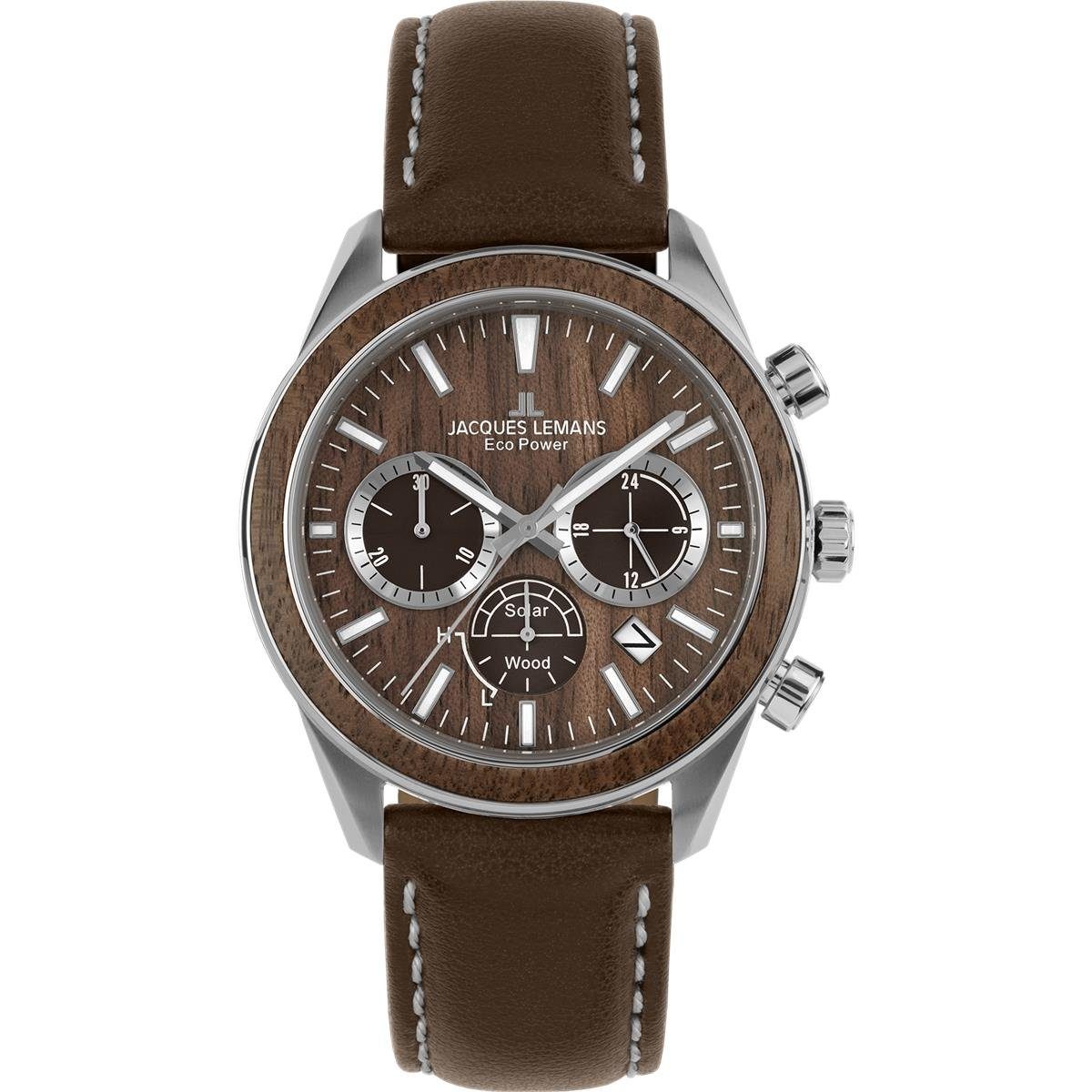 Solaruhr Jacques Lemans Herrenuhr Eco Power Solar 1-2115B Chronograph, Edelstah