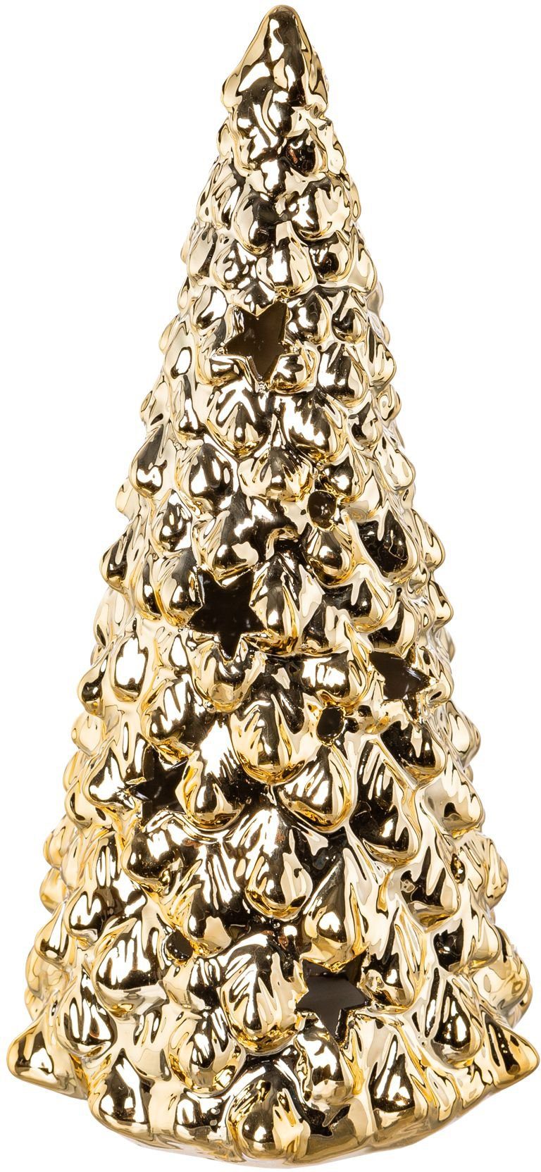 Baum Creativ Timerfunktion, fest 2er goldfarben Weihnachtsdeko, mit aus Set, LED Timerfunktion 6h integriert, light LED Keramik,