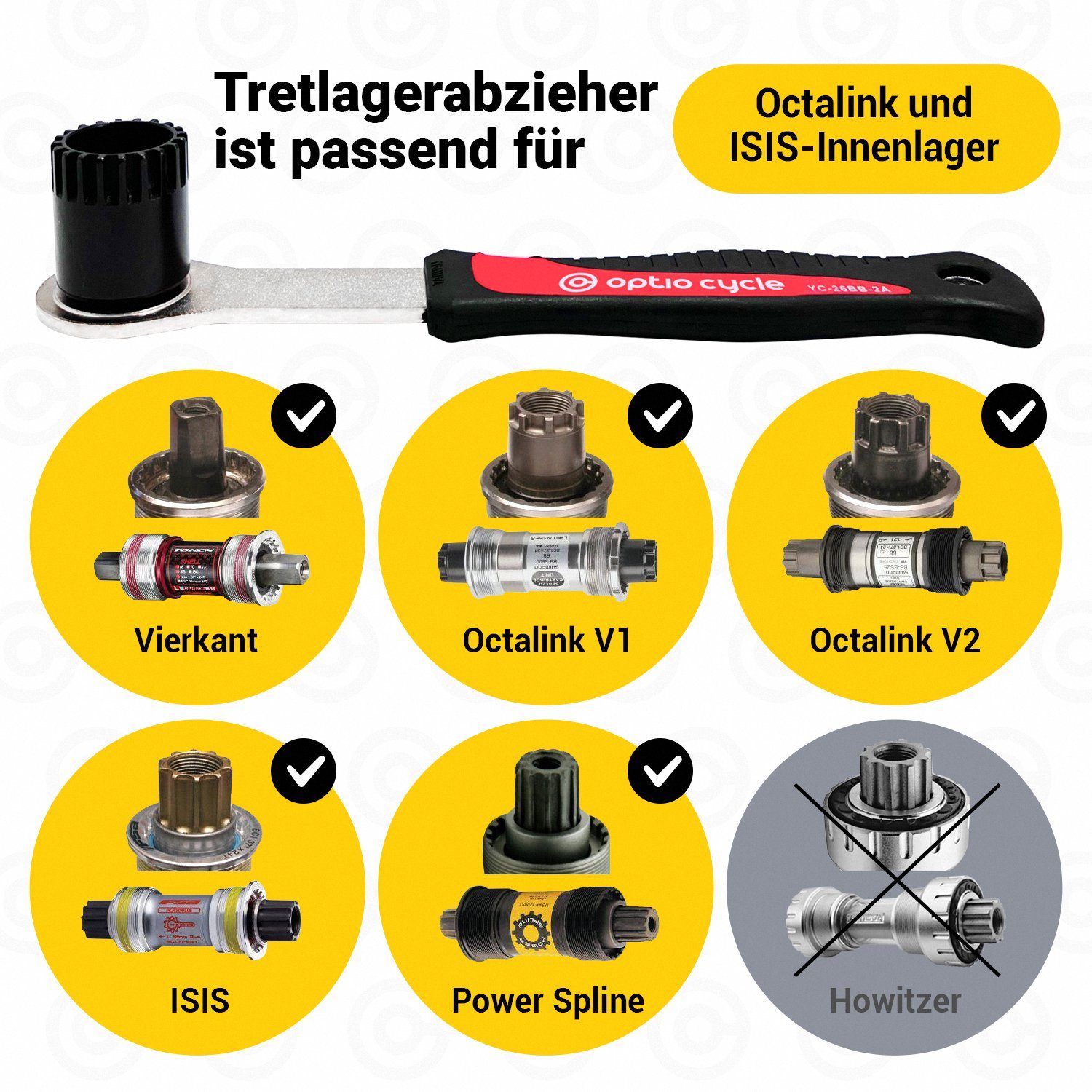 Optio Cylce Fahrradwerkzeugset Optio Cycle Tretlager Werkzeug mit Zentrierstift - Innenlager Tool