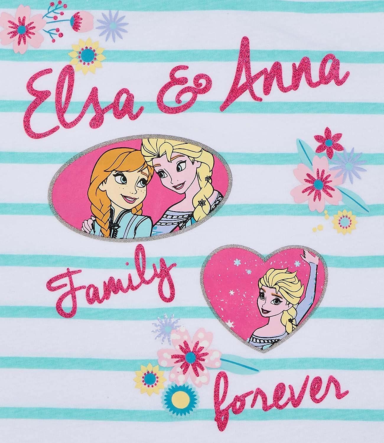Disney Frozen Print-Shirt Mädchen T-Shirt gestreift Anna und Elsa Gr.140
