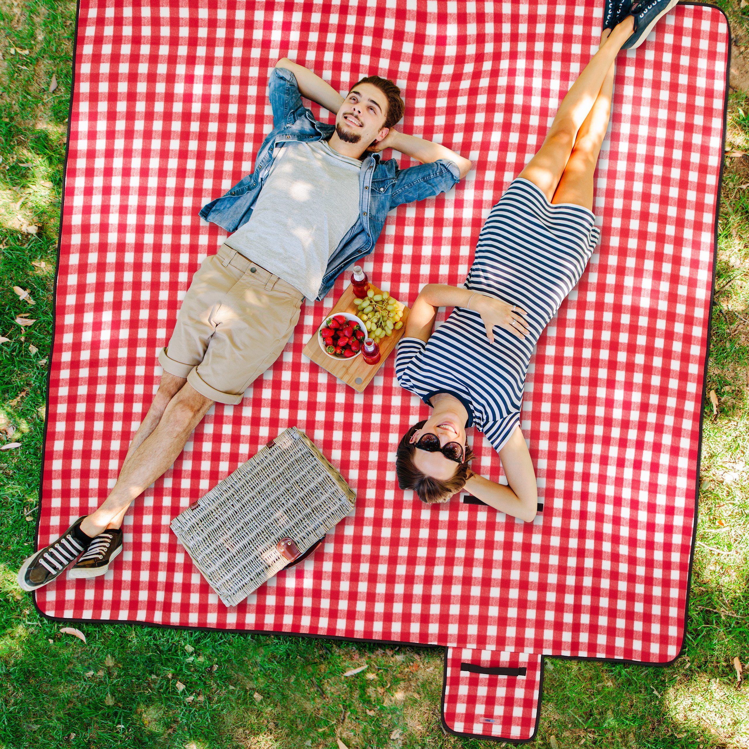 Picknickdecke Picknickdecke rot-weiß kariert, relaxdays