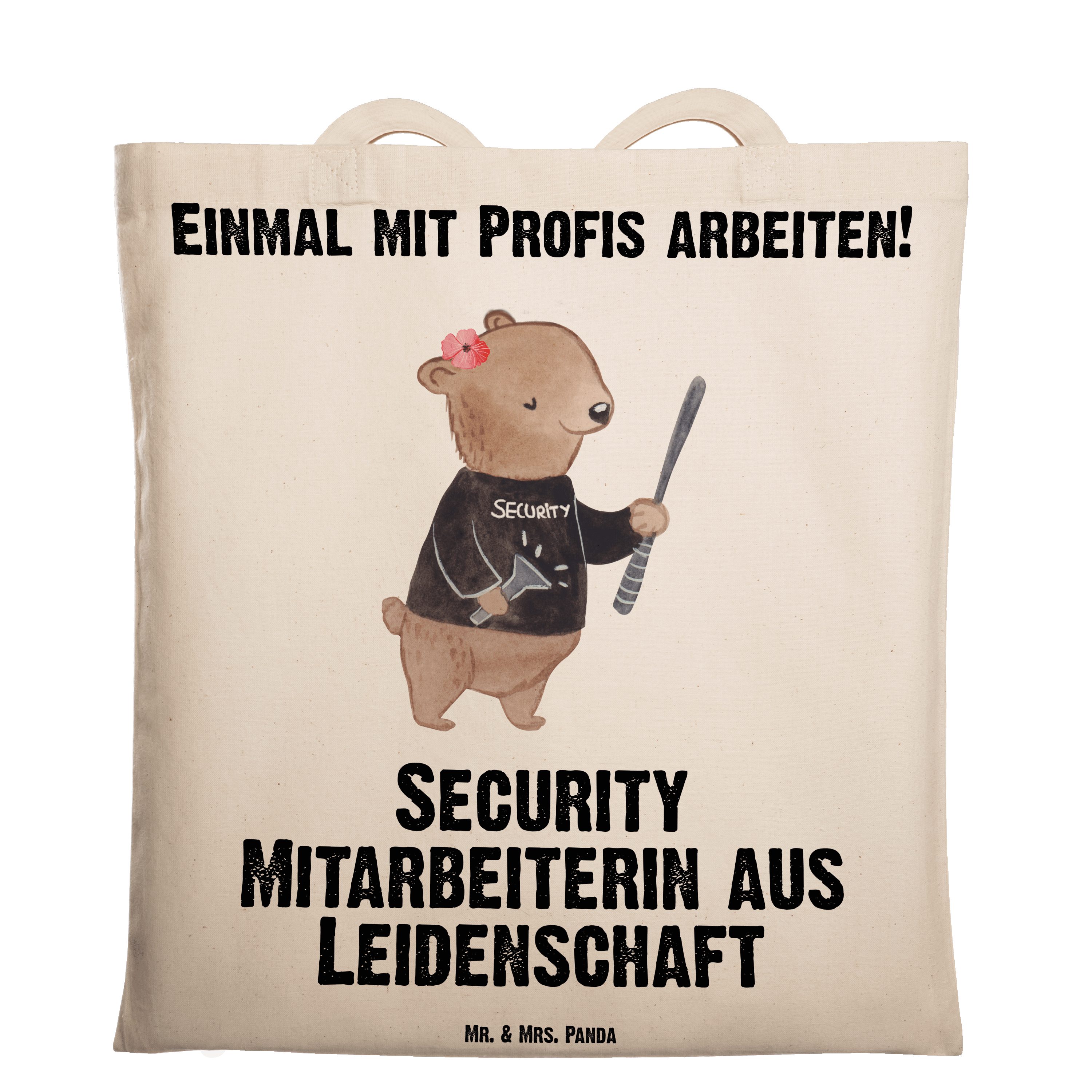 Mr. & Mrs. Panda Tragetasche Security Mitarbeiterin aus Leidenschaft - Transparent - Geschenk, Ein (1-tlg)