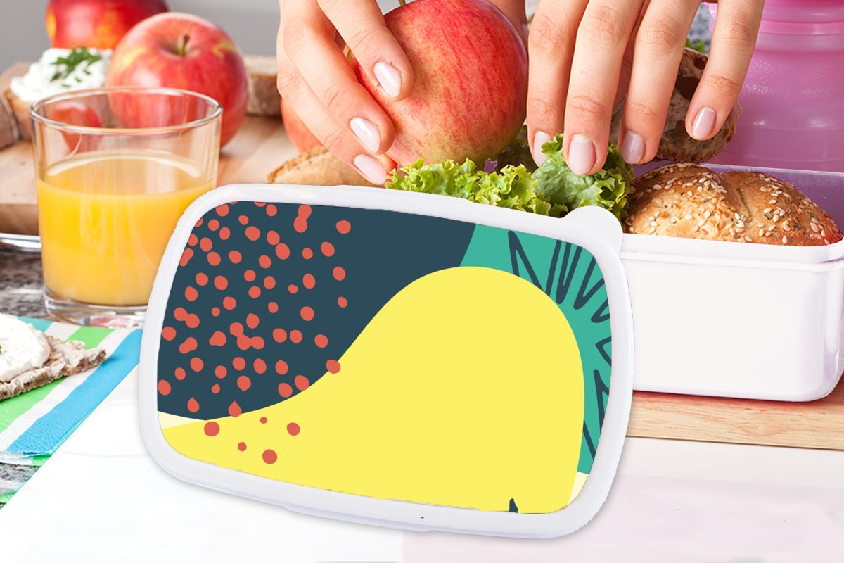 Sommer Erwachsene, Punkte, und für Mädchen - und Brotdose, Jungs Kunststoff, Lunchbox weiß für (2-tlg), Brotbox Spot MuchoWow Kinder -