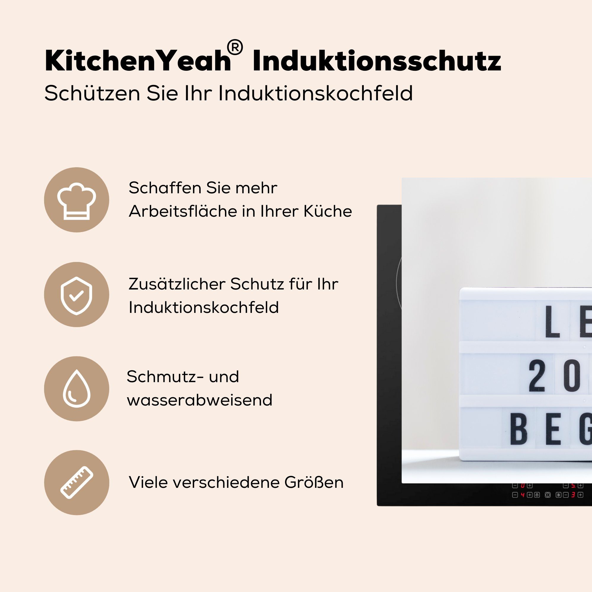 Ceranfeldabdeckung 2019, Frohes 81x52 cm, tlg), Induktionskochfeld die Jahr Schutz (1 für MuchoWow Vinyl, neues küche, Herdblende-/Abdeckplatte