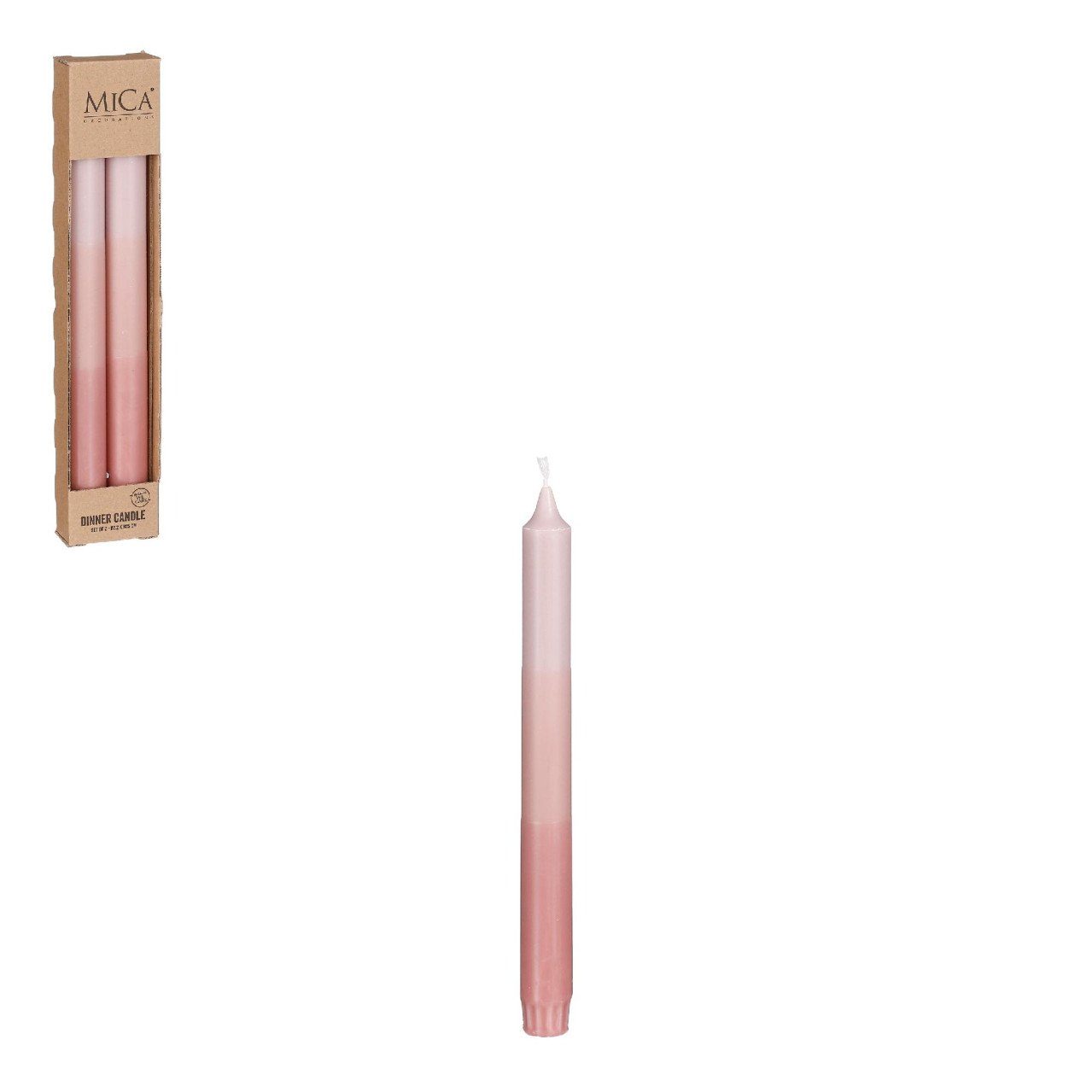 Spitzkerze Mica Spitzkerze Dip-dye Stearin rosa - 2 Stück