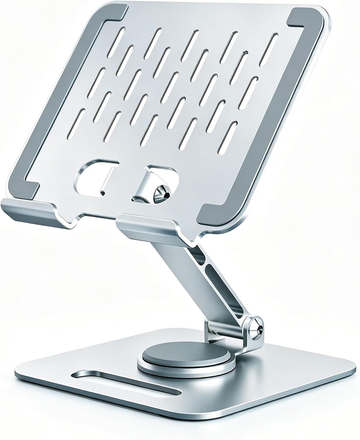POCOJAO Tablet-Ständer Tablet Halterung höhenverstellbar 360° drehbar faltbar iPad Ständer, (bis 14 Zoll, Tablet-Ständer für Schreibtisch, faltbar, drehbar und höhenverstellbar, Tablet-Ständer mit 360° Drehfunktion und Höhenverstellung, 360° drehbar, höhenverstellbar, faltbar, neigbar, rutschfest)