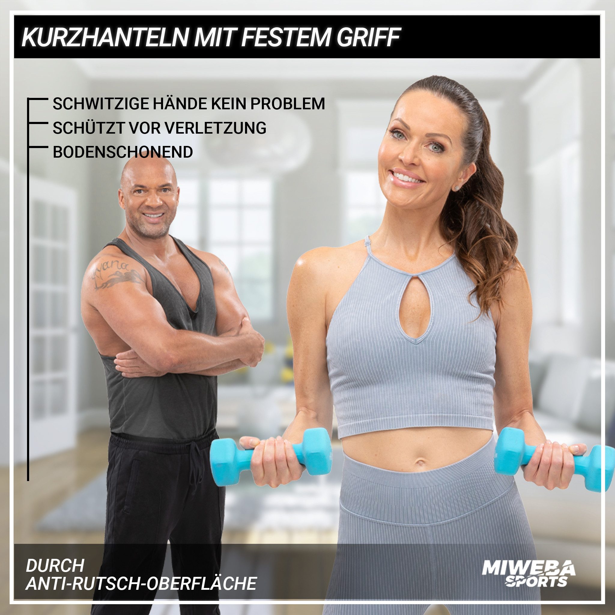 Miweba Sports Kurzhantel Gymnastikhanteln NKH100 - 9 Gewichtsklassen, (Set, Hanteln, Kurzhanteln, Gymnastikhanteln, Hantelset), Aerobic Hantel Set Kurzhantel Fitnesshanteln Gewichte
