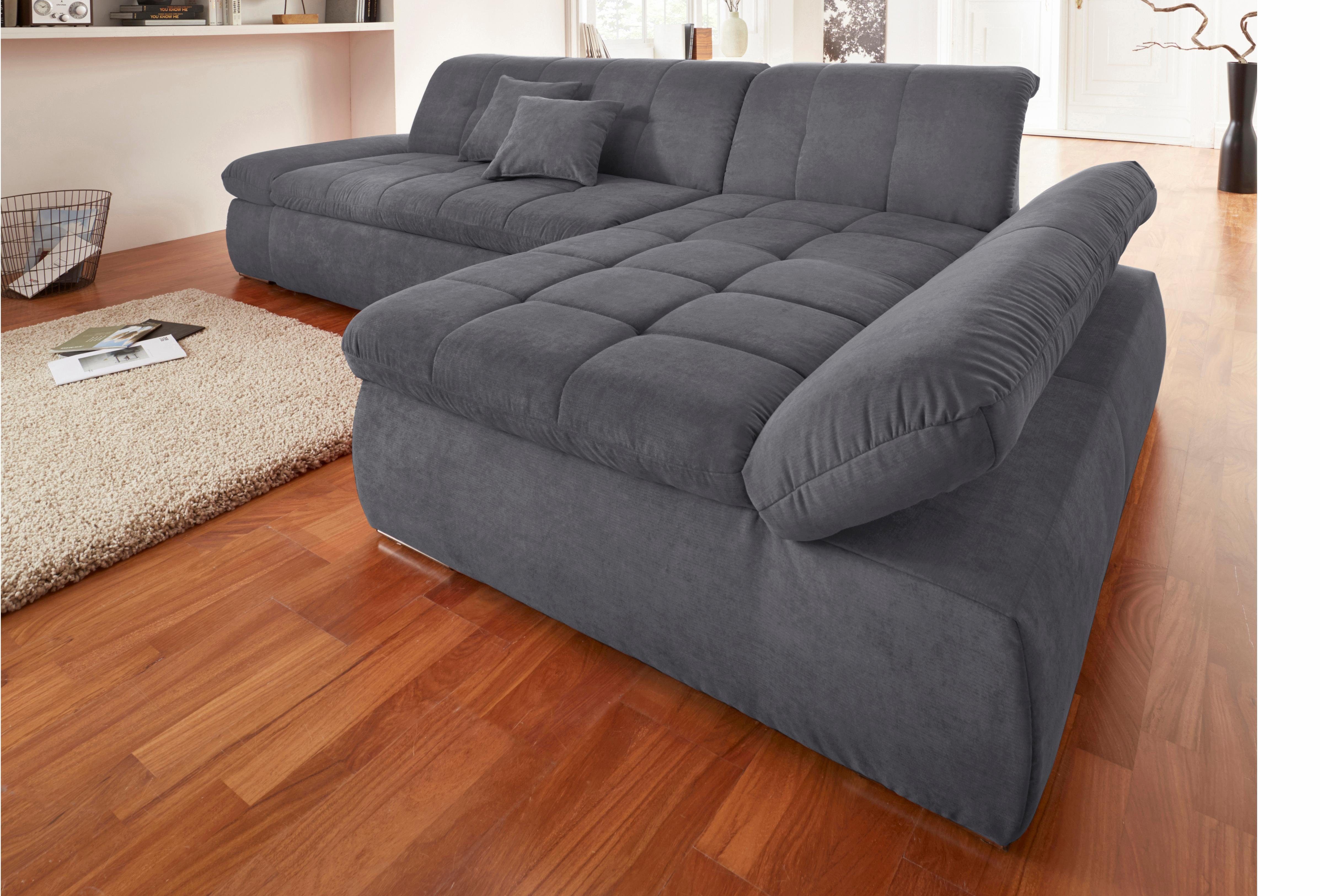 DOMO collection Ecksofa NMoric XXL, B/T/H: 300/172/80cm, Revamierenabschluss L-Form, wahlweise mit Bettfunktion und Armlehnverstel,lung