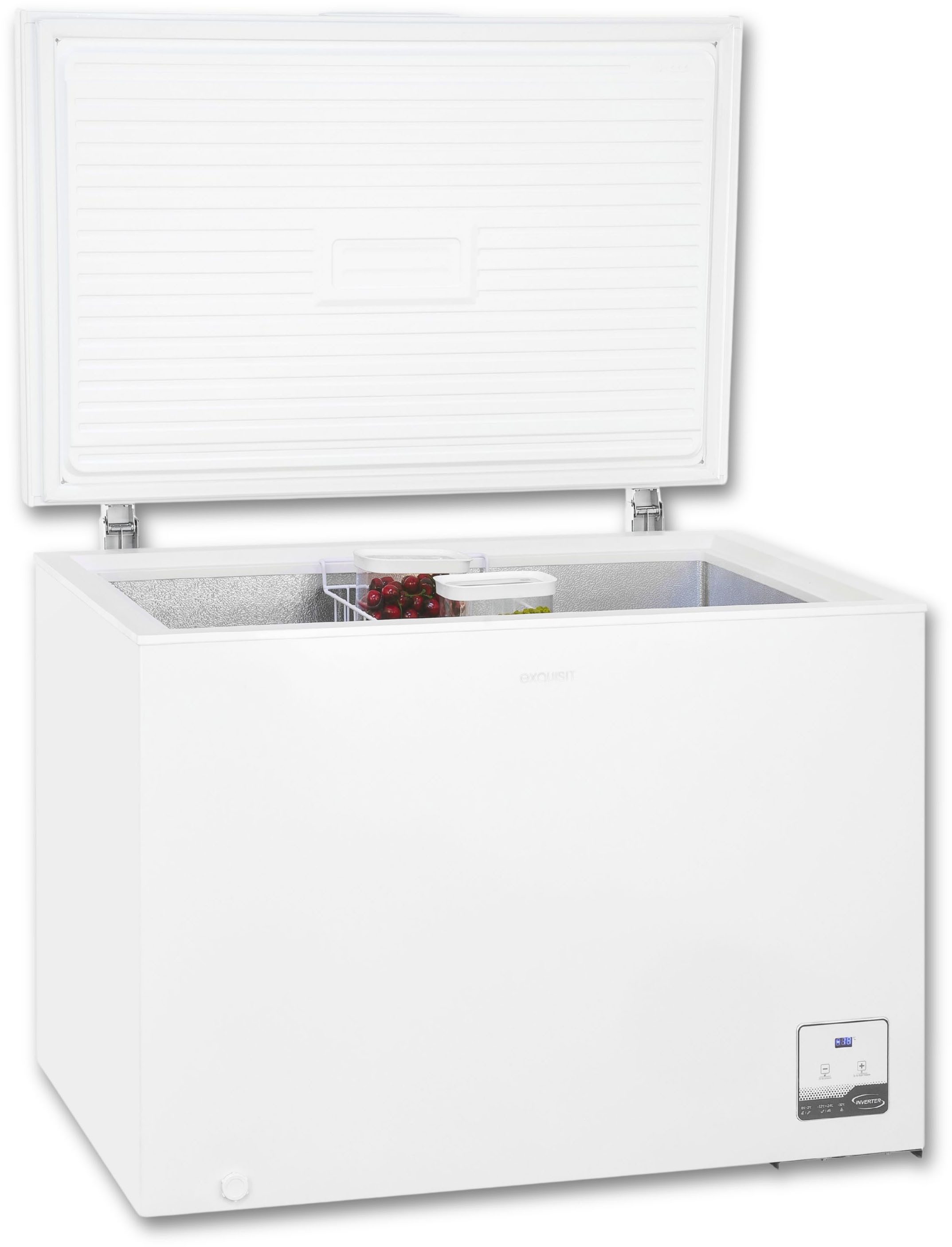 exquisit Gefriertruhe GT300-050C weiss, 105,5 cm breit, 292 l, 2-in-1 Gefrier-/Kühltruhe mit LED mit ergonomischer Griffmulde
