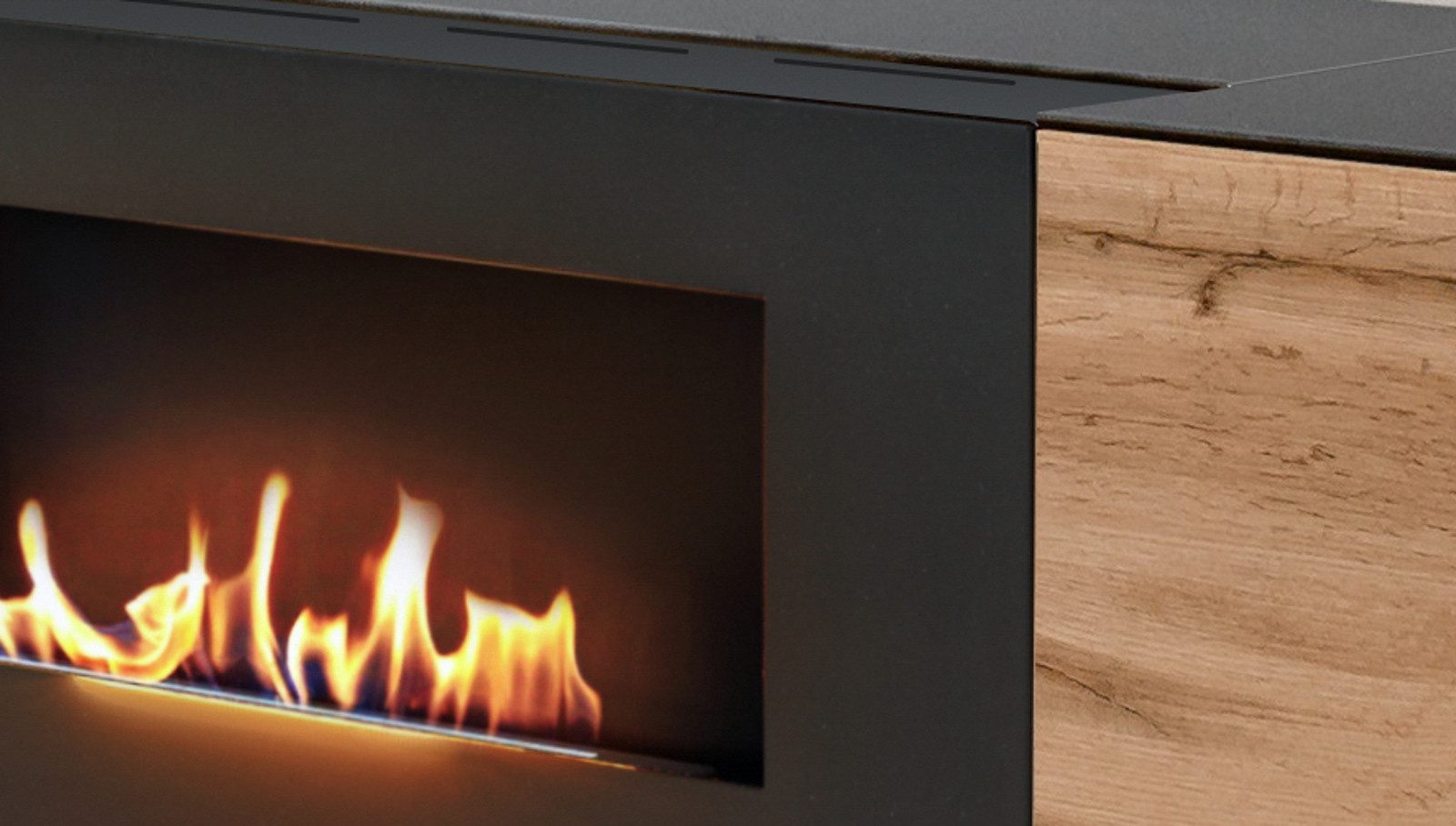 Furn.Design TV-Board Heritage (TV Lowboard in Wotan Eiche mit Schwarz, 2-türig, 150 x 47 cm), Push-To-Open-Funktion und integrierter Kamin – Bild 3 von 5