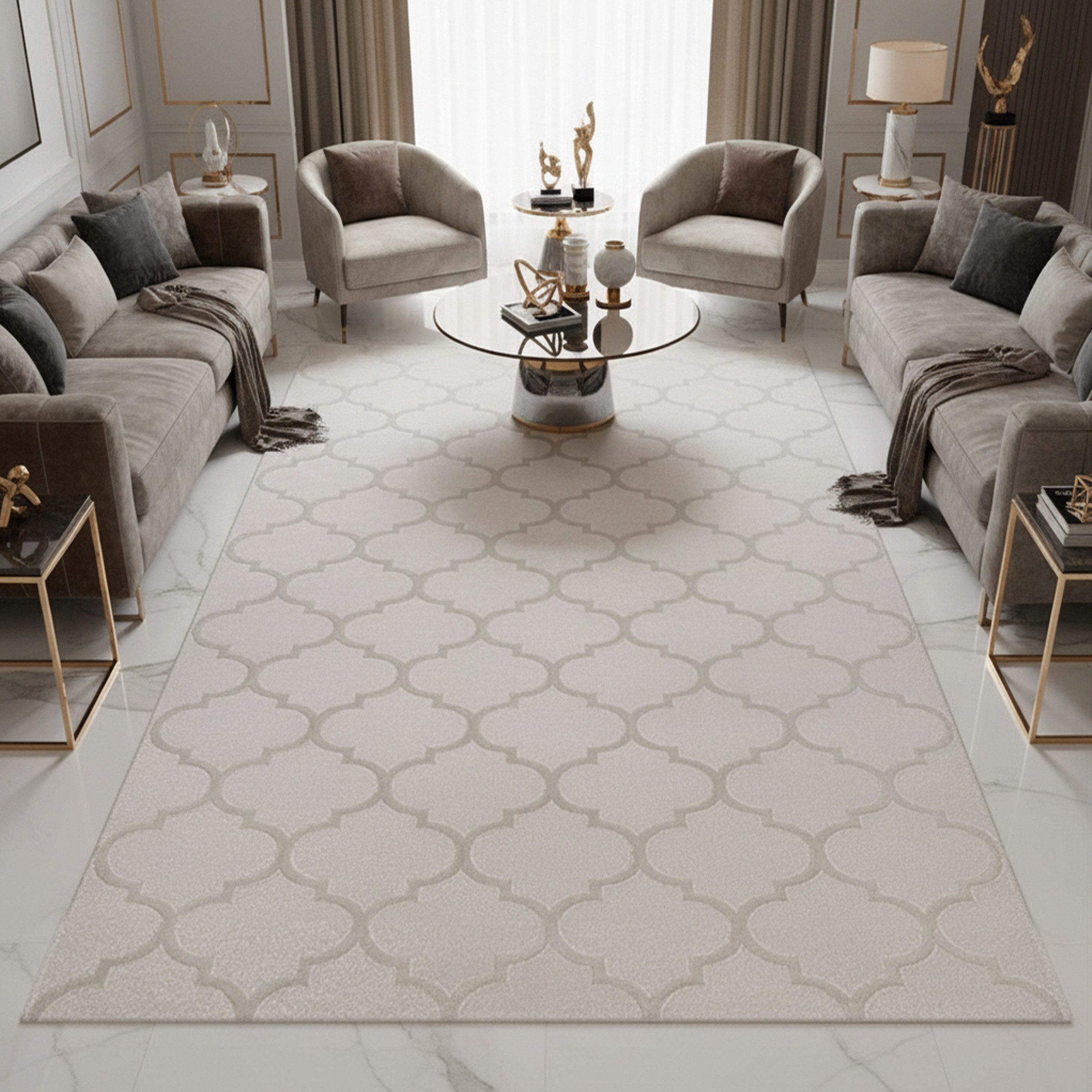 TeppichHome24 Teppich Wohnzimmerteppich Marokkanisches Muster in Beige, rechteckig