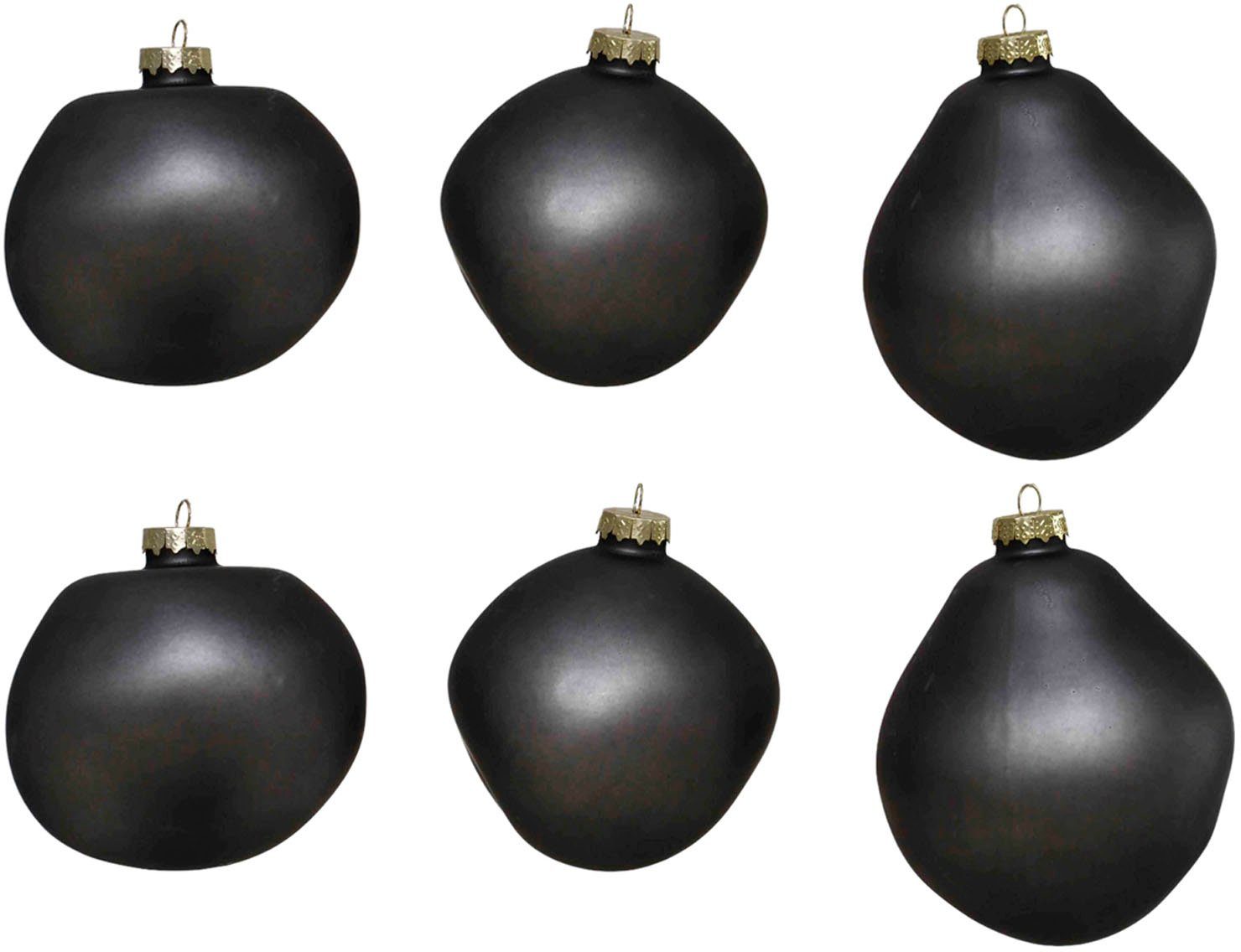 Kugeln cm, Christbaumkugeln Baumkugeln in organischer (6 Leonique Birdelle ca. organische anthrazit matt, St), Glas Weihnachtsbaumkugel aus Weihnachtsdeko, Ø matt Christbaumschmuck, 8 Form,