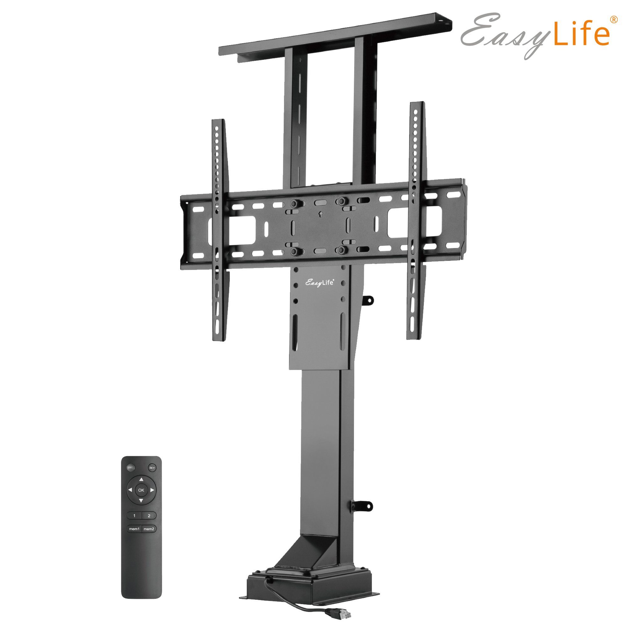 EasyLife TV-Ständer TV Lift/Bodenständer mit Fernbedienung, 37-65", VESA 600x400 (schwarz), (bis 65 Zoll)