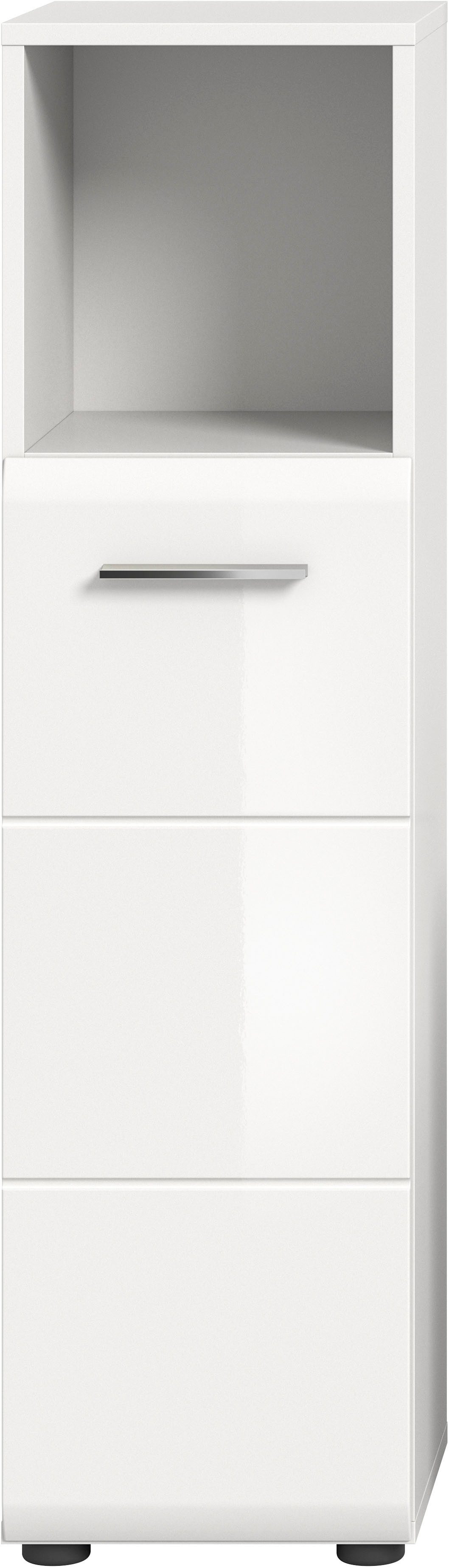 welltime Midischrank FLORENZ, TOPSELLER!, Höhe 110 cm, 1 Tür, 2 Fachböden, 1 offenes Fach (1-St., TOPSELLER) Türanschlag wechselbar, hochwertige MDF Front, Badschrank, Bad