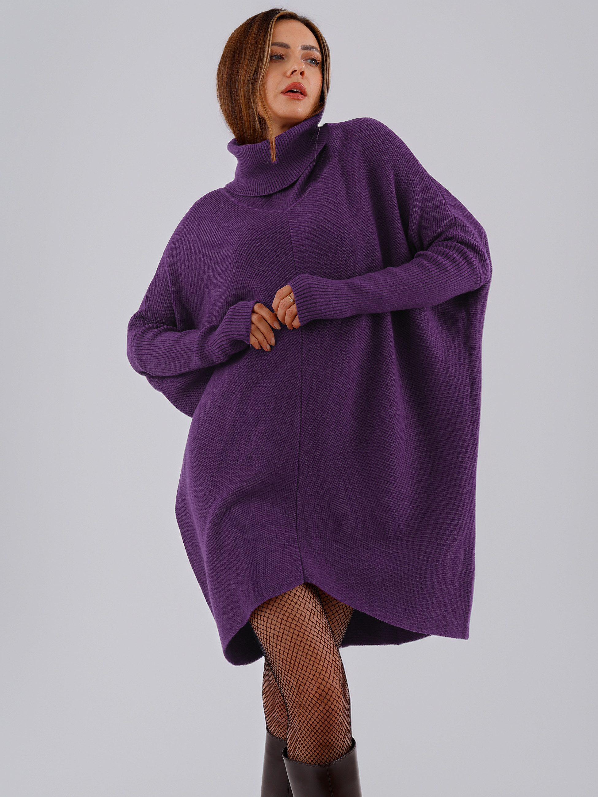 Longpullover „Made in Italy – Oversize-Strickpullover mit Rollkragen“