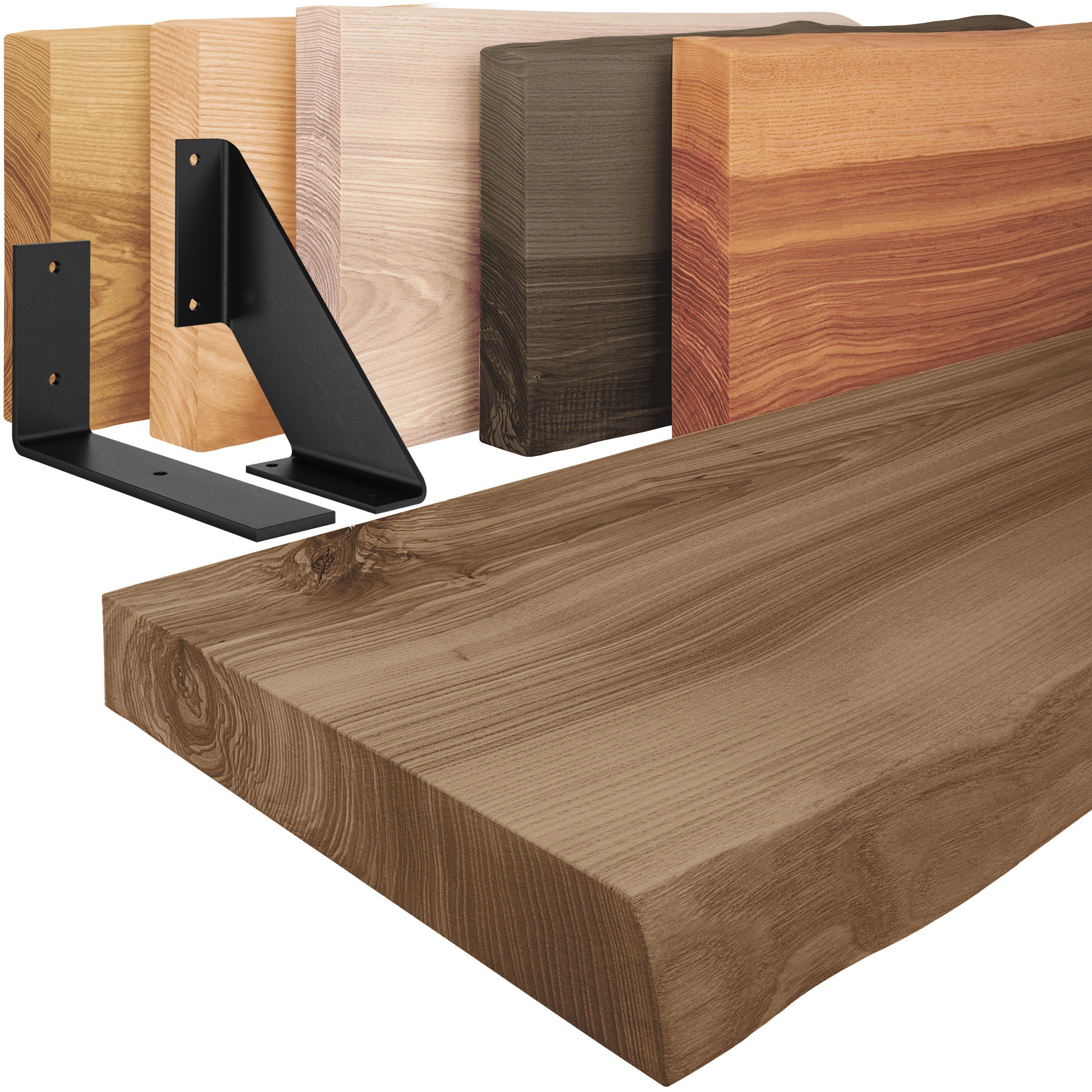 LAMO Manufaktur Wandregal Holz Baumkante Regal günstig online kaufen