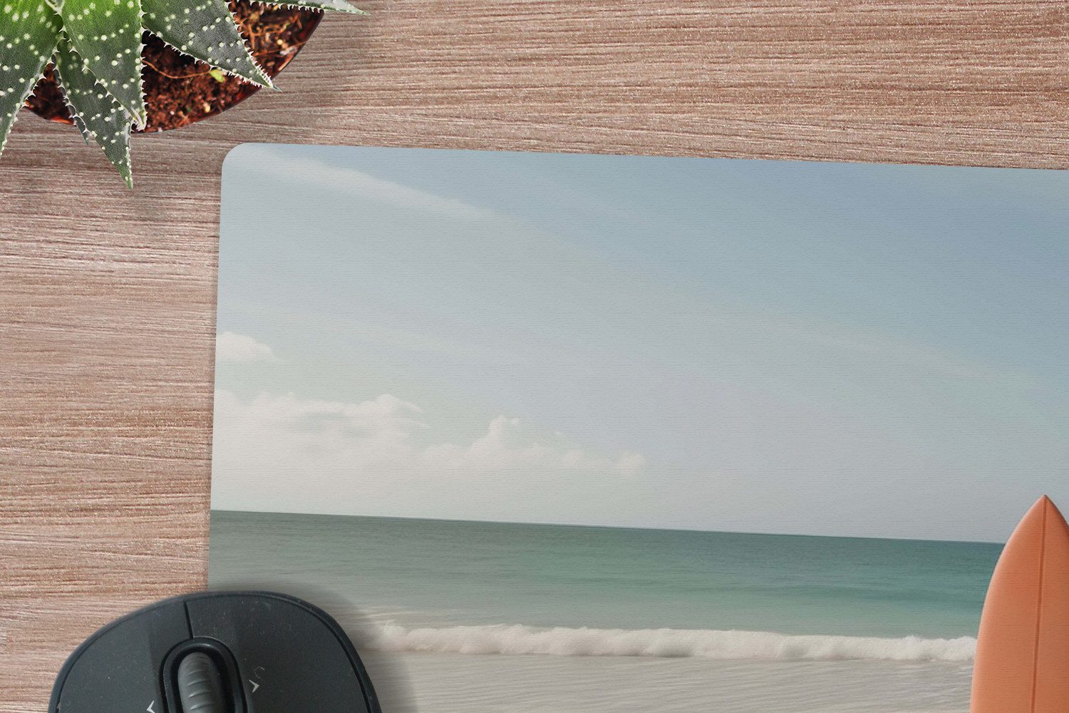 MuchoWow Mauspad Strand - Surfbrett - Pastell (1-St), Mousepad mit Rutschfester Unterseite, Gaming XXL, Großes, 120x60 cm