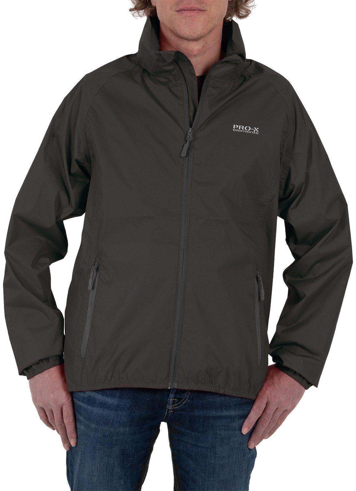 PRO-X ELEMENTS Regenjacke PACKable wasserdicht, atmungsaktiv, winddicht, reflekt. Elemente Leicht, im Packsack verstaubar, Kapuze, große Größen