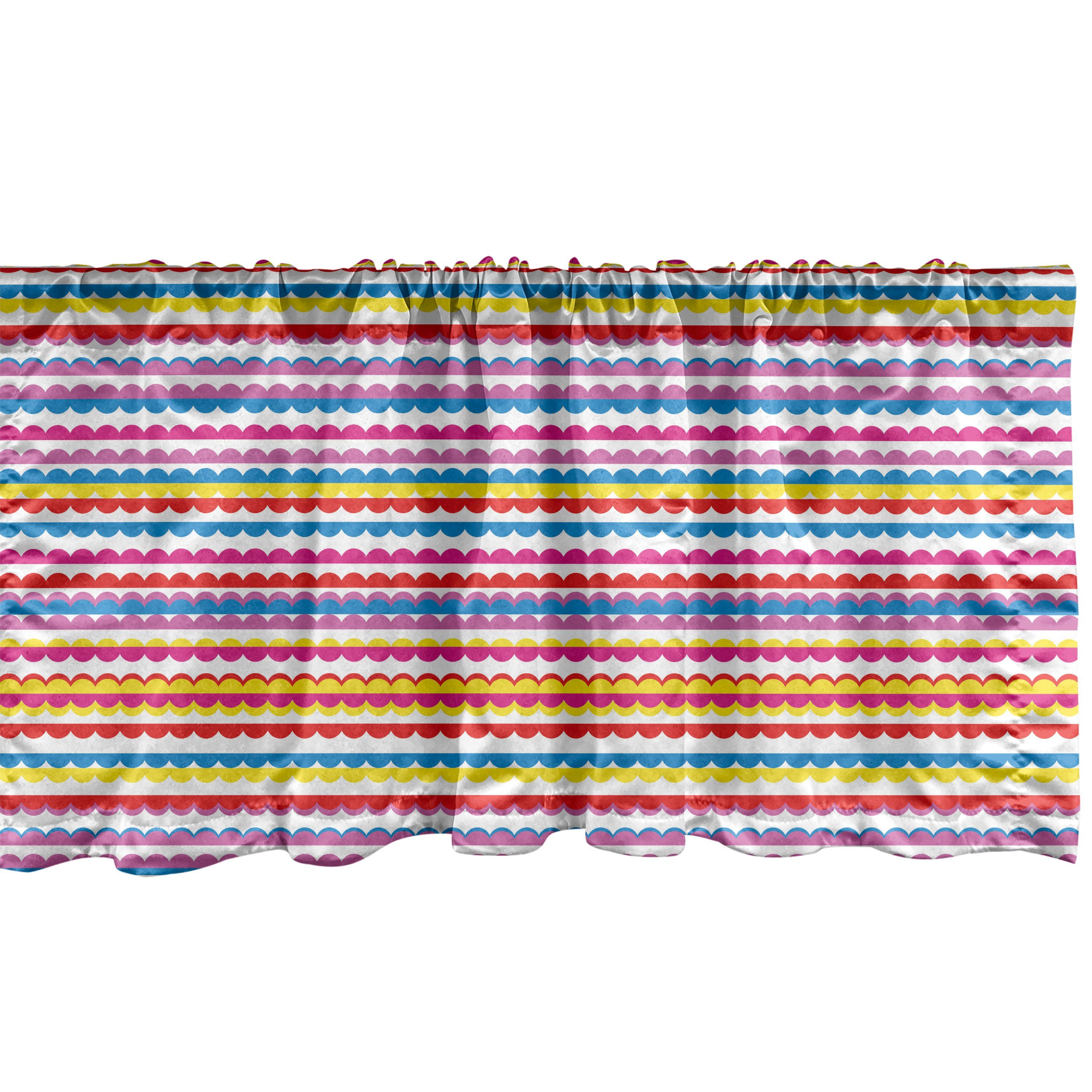 Scheibengardine Vorhang Volant für Küche Schlafzimmer Dekor mit Stangentasche, Abakuhaus, Microfaser, Abstrakt Moderne Horizontale Linie Kunst