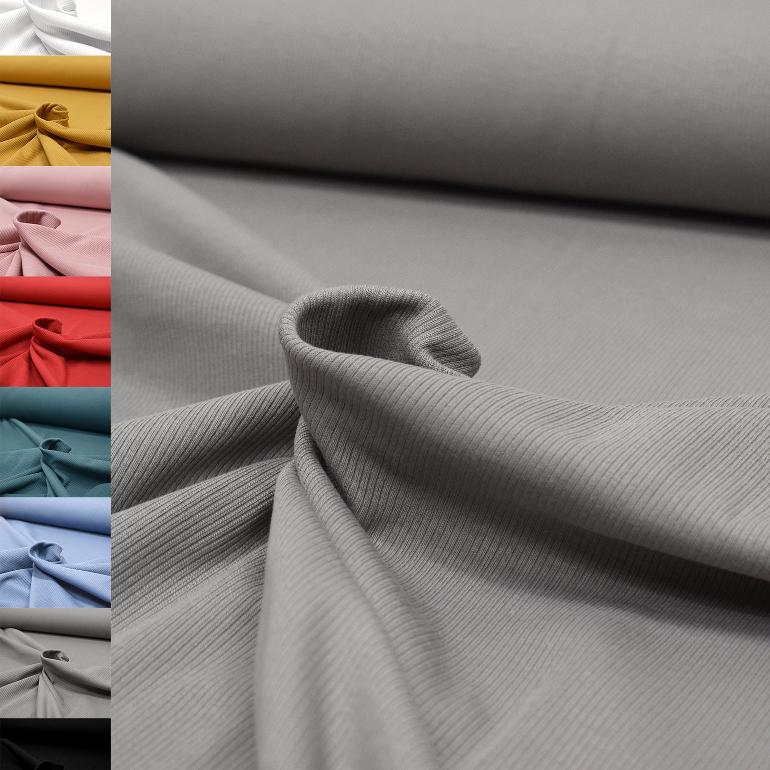 MAGAM-Stoffe Stoff "Matteo", Rippen Jersey Mode Stoff uni einfarbig ÖKO-TEX Meterware ab 50cm