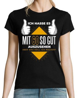 Youth Designz T-Shirt 60 Und Gutaussehend Damen Shirt mit lustigem Frontprint