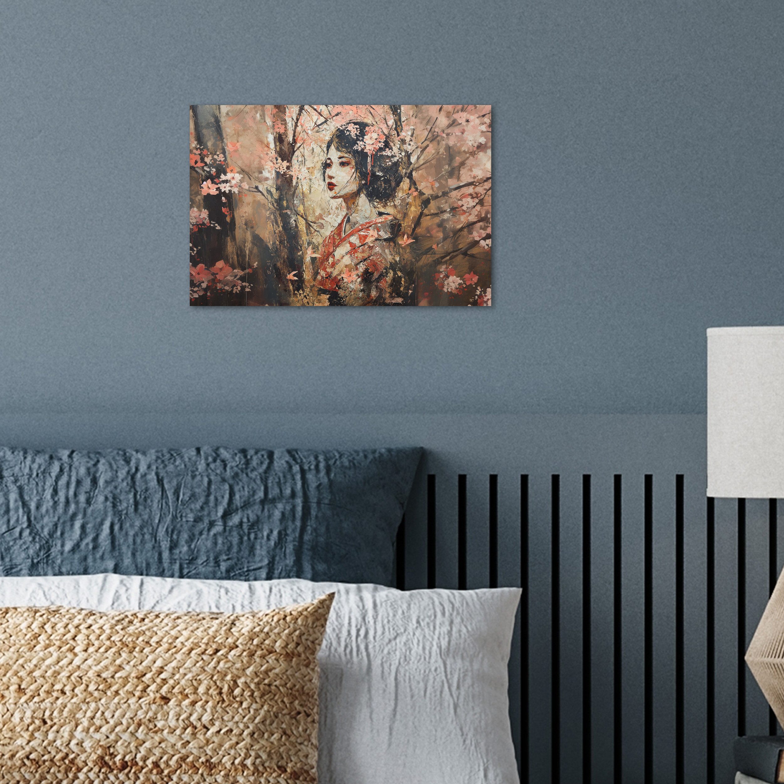 MuchoWow Poster Kimono - Frau - Kirschbäume, (1 St), Poster ohne Rahmen, Wandbild, Wandposter, 30x20 cm