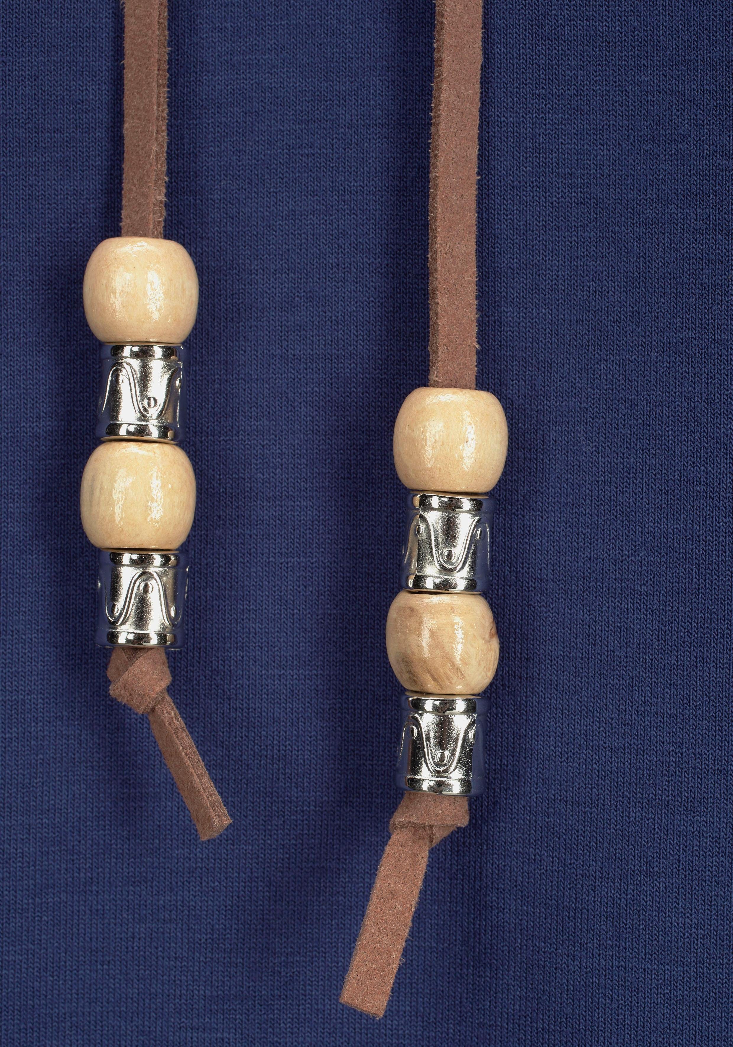 s.Oliver Strandshirt mit Bindeband am Ausschnitt, lockere Passform, Boho-Style