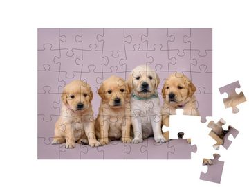 puzzleYOU Puzzle Vier kleine Welpen: Golden Retriever sitzend, 48 Puzzleteile, puzzleYOU-Kollektionen Welpen