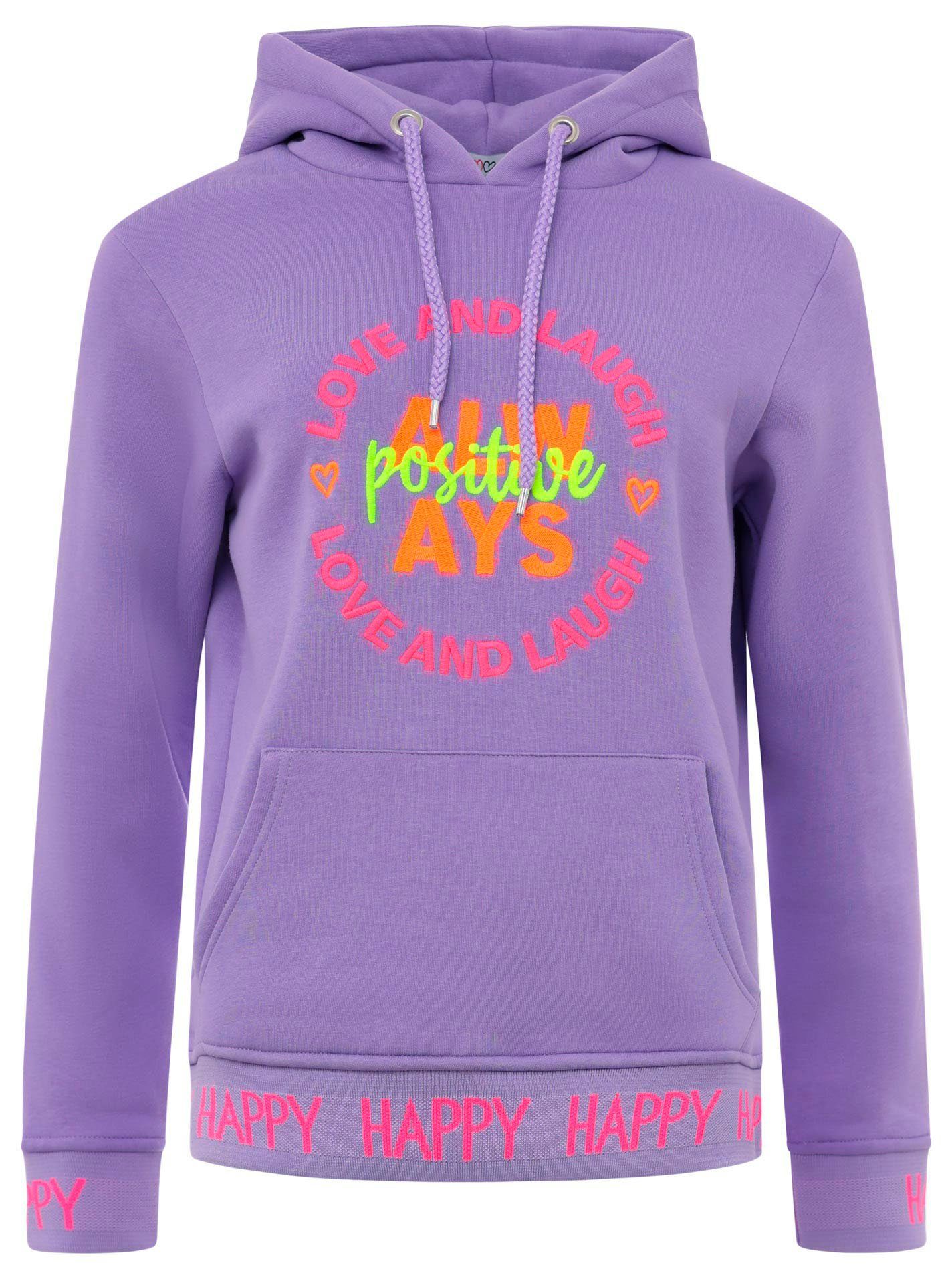 Zwillingsherz Sweatshirt mit Kapuze, Frontprint, neonfarben