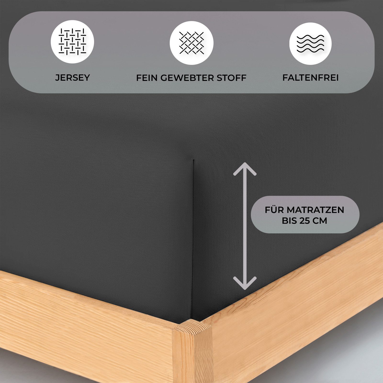 Buymax Spannbettlaken Buymax Jersey aus 100% Baumwolle, Jersey, Gummizug: Rundumgummi, (1 Stück), Pflegeleicht und Atmungsaktiv in Verschiedenen Farben und Größen