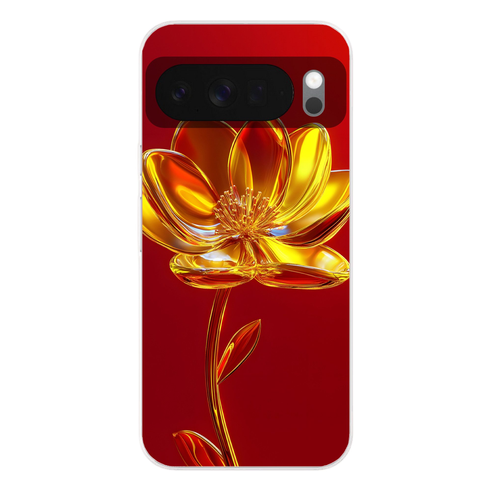 MuchoWow Handyhülle für Google Pixel 10 Blume - Gold - Gläser, Phone Case, Silikon, Schutzhülle Dünn