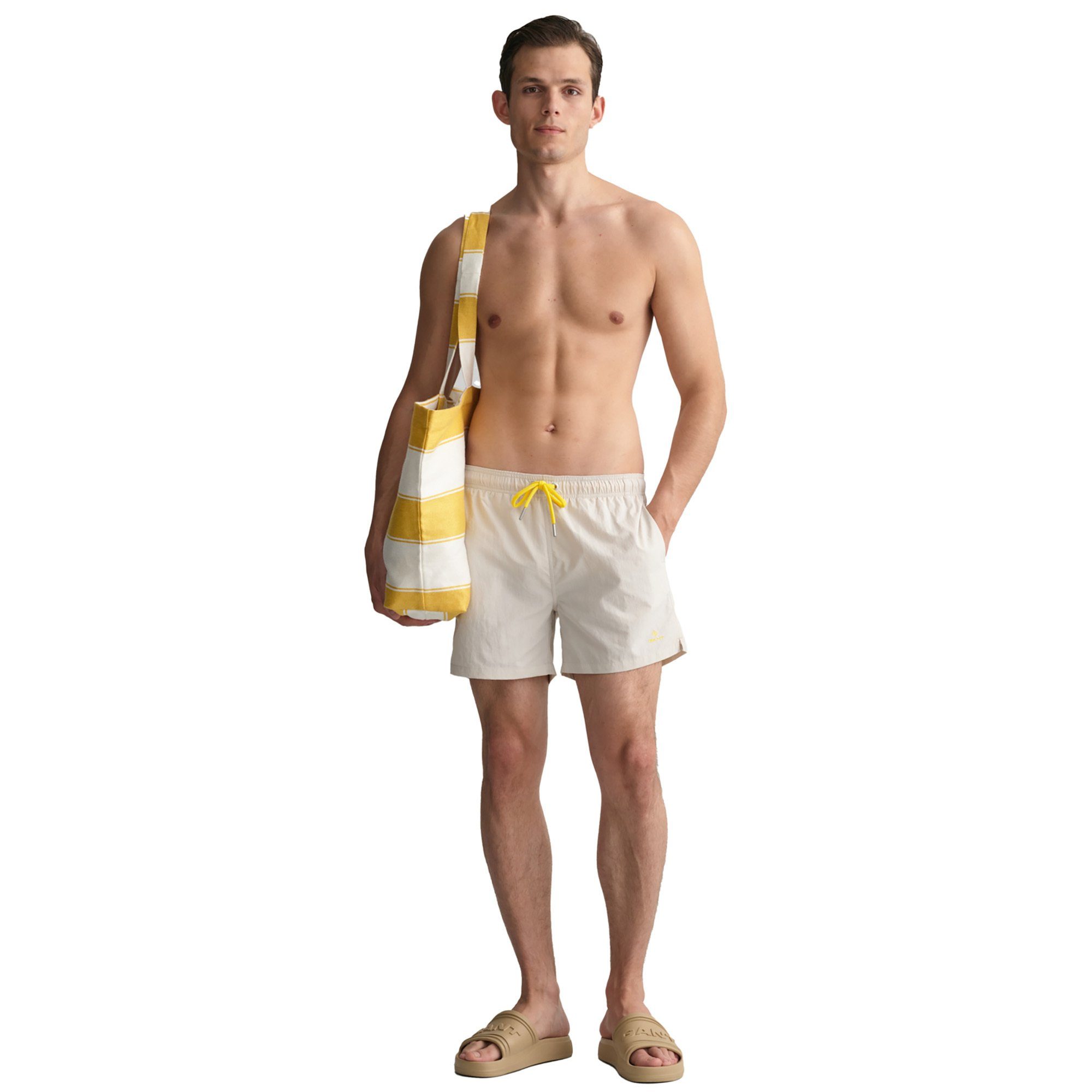 Badeshort, Logo Gant - (Putty) Mesheinsatz, Badeshorts Badehose Ecru Herren