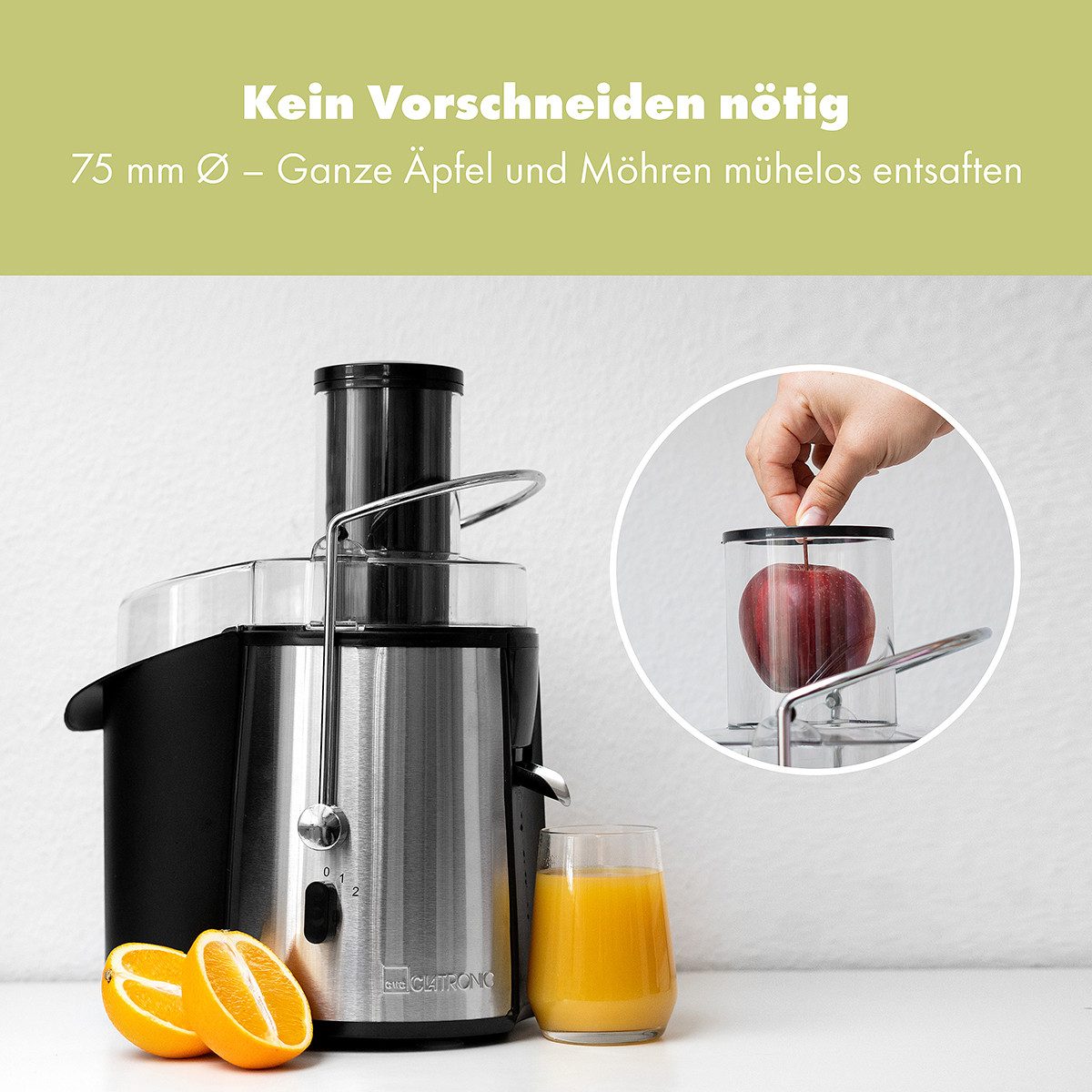 CLATRONIC Entsafter AE 3532, für Gemüse und Obst, 1000W, Tropfstopp