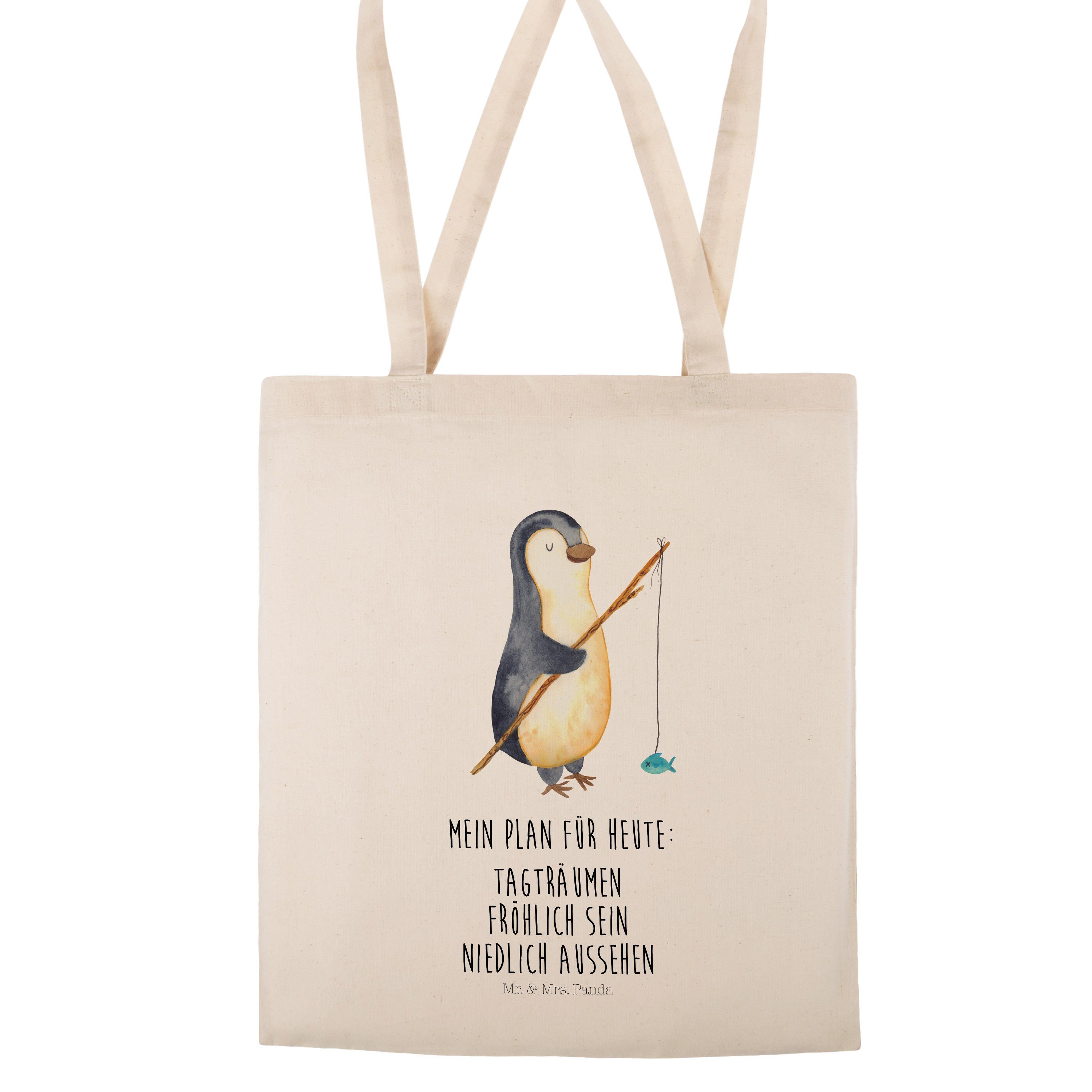 Mr. & Mrs. Angler Ange Einkaufstasche, Panda - Geschenk, - Beutel, Tragetasche Transparent (1-tlg) Pinguin