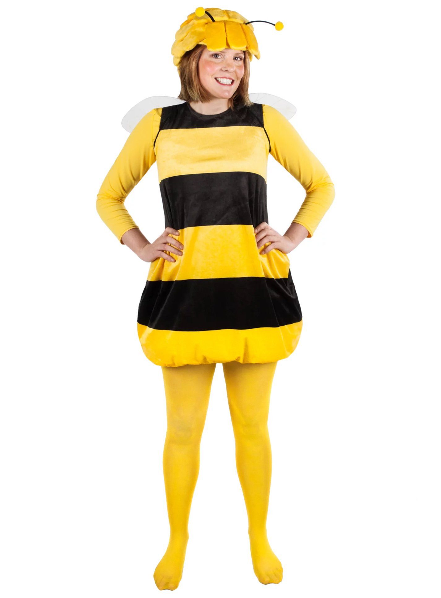 Maskworld Kostüm Biene Maja Kostüm - 2teiliges Fasching Tierkostüm, Hochwertiges Lizenzkostüm der beliebten Biene aus der animierten TV-S