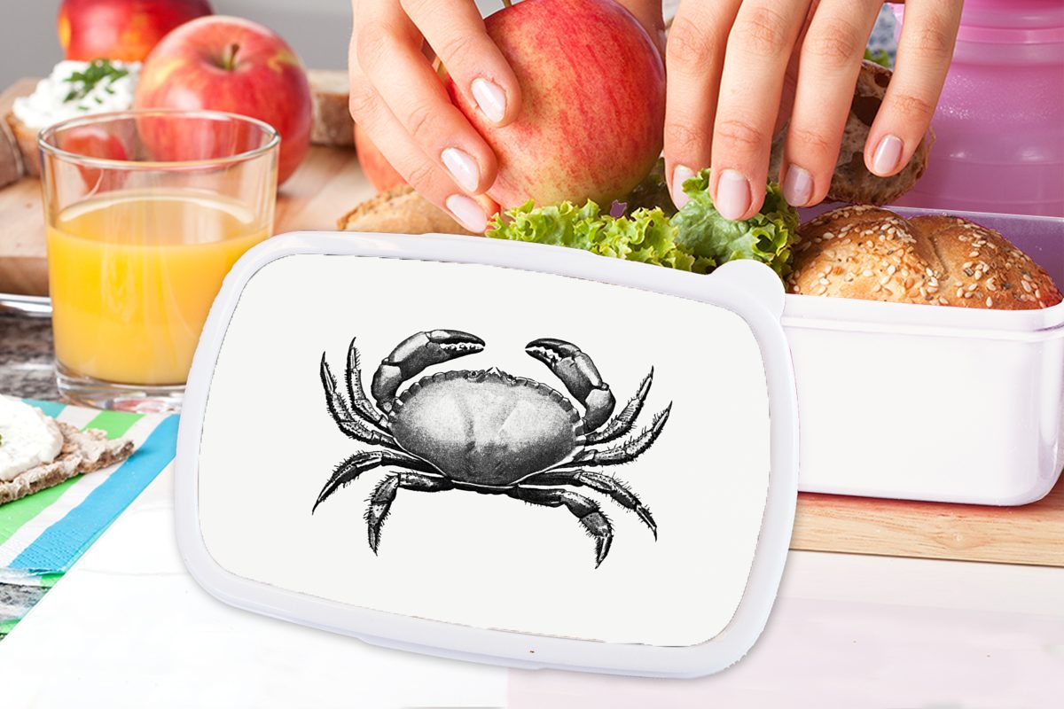 Krabbe Brotdose, - Lunchbox (2-tlg), - Kinder und und Jungs Jahrgang MuchoWow Brotbox Tiere, Kunststoff, weiß für für Erwachsene, Mädchen