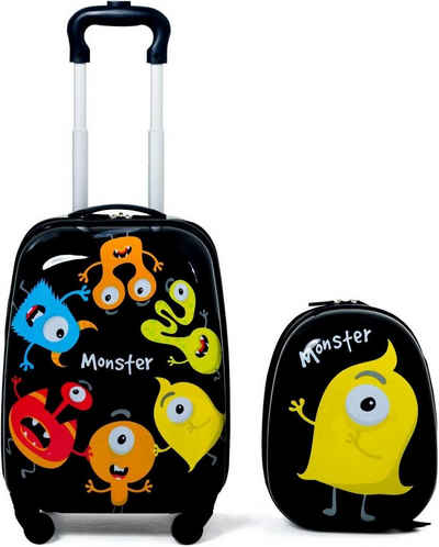 KOMFOTTEU Kinderkoffer mit Rucksack, Kinder Trolley Gepäck