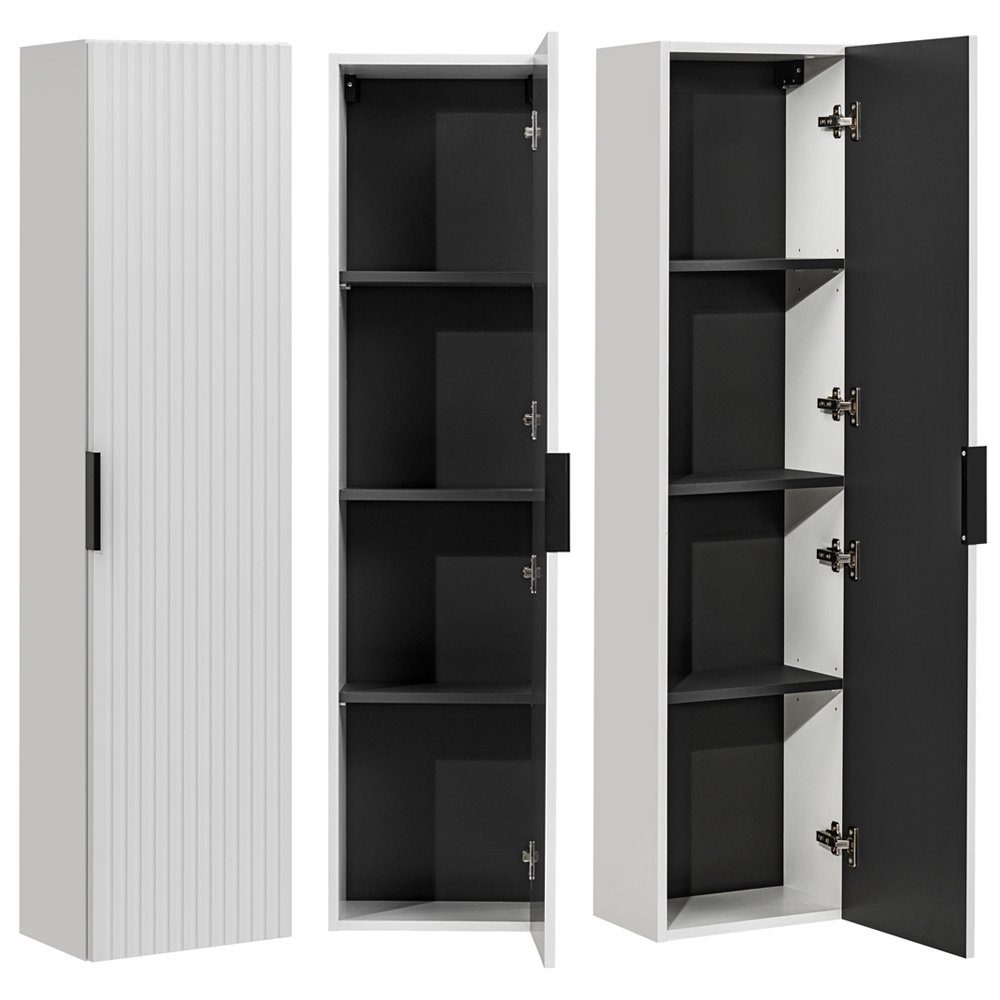 Lomadox Hochschrank ADELAIDE-56-WHITE Badezimmerschrank 1-türig, gerillte günstig online kaufen