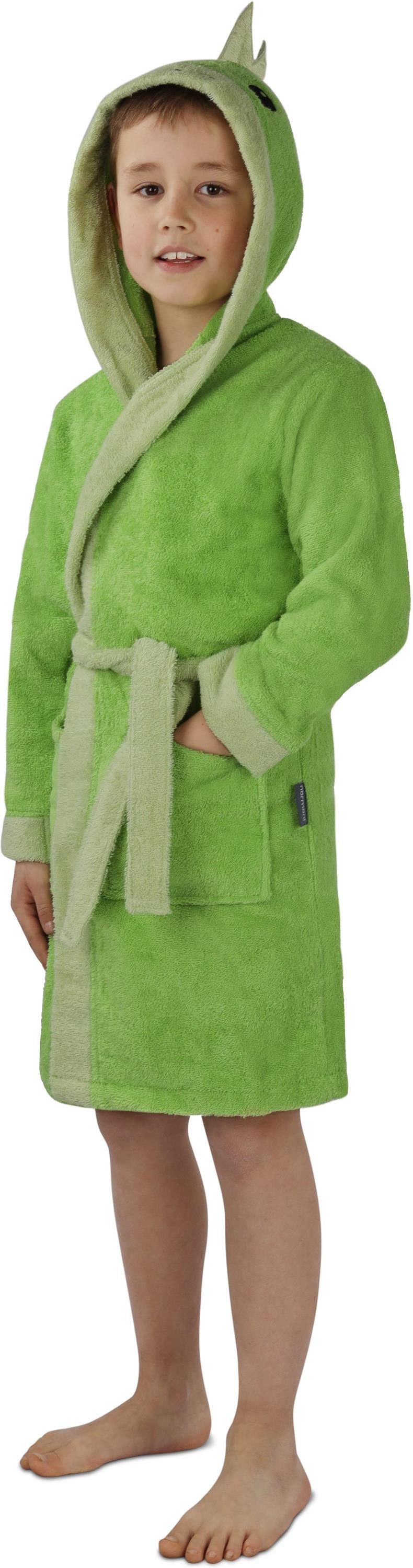 normani Kinderbademantel Frottee Bademantel für Kinder aus Bio-Baumwolle, Bio-Baumwolle, Kapuze, Bindegürtel, Kapuzenbademantel für Kids