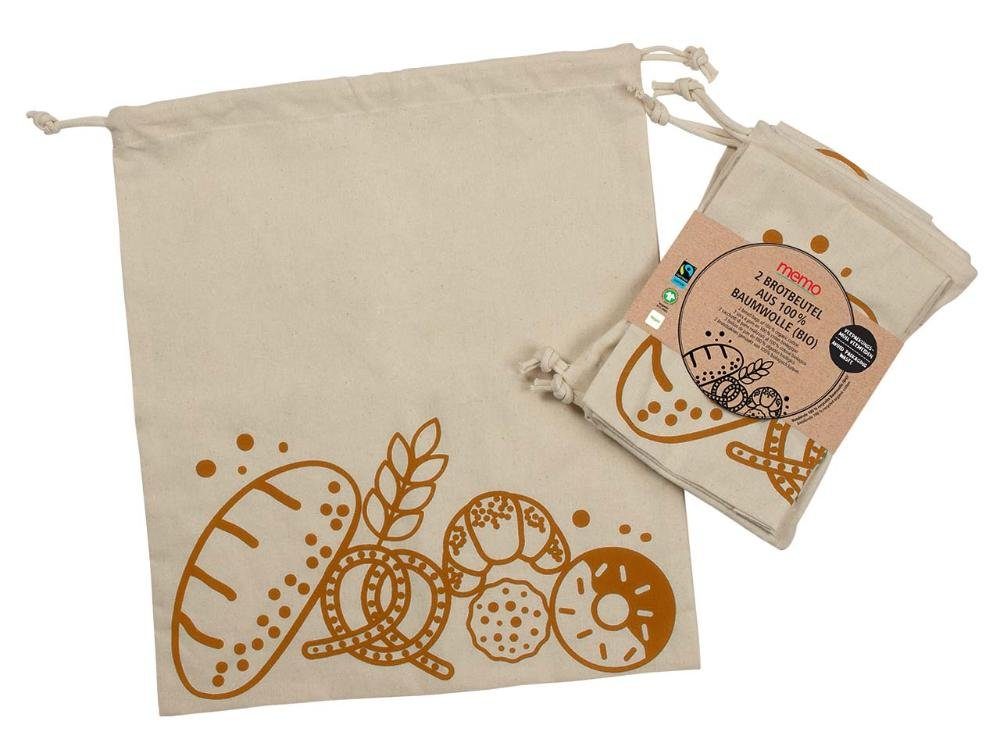 memo Brottasche memo Bio-Brotbeutel, 2 Stk., 100 % Baumwolle (Bio)