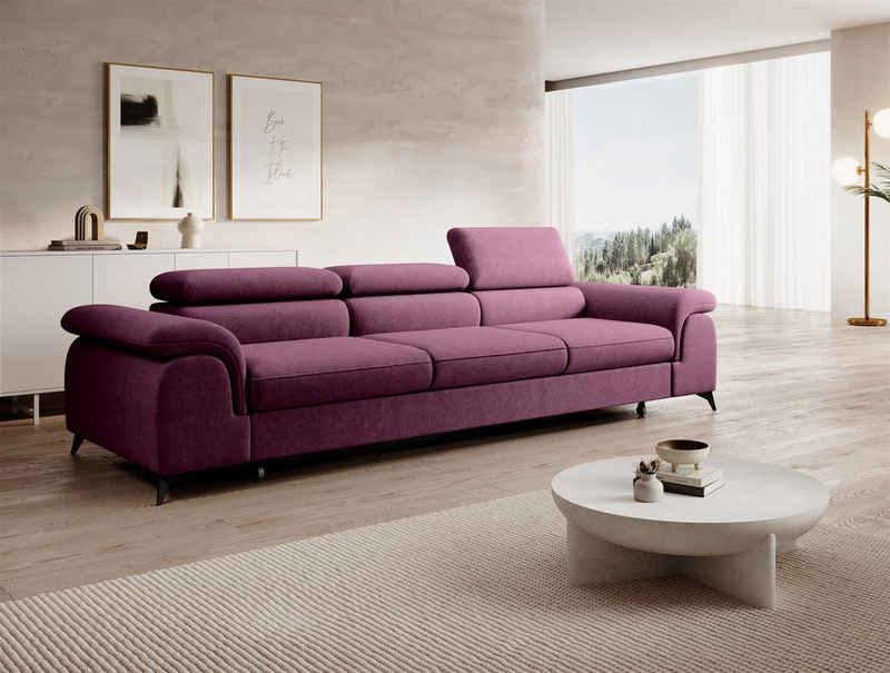 Fun Möbel Big-Sofa Couchgarnitur BASTIEN Megasofa mit Schlaffunktion Stoff Whisper, Kopfstützen verstellbar, Rundumbezug