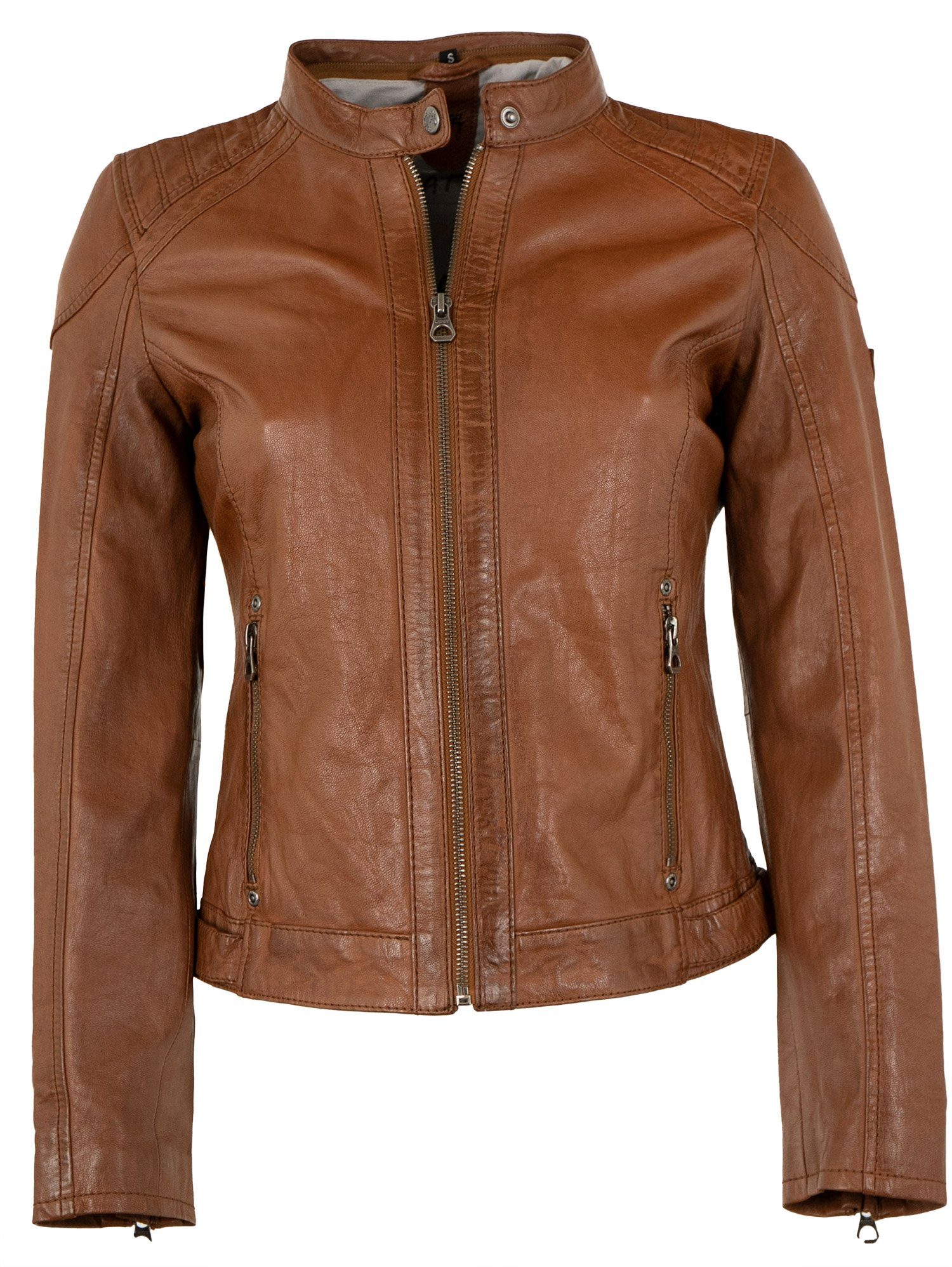 Damen Echtleder Lammnappa GWAlcie Gipsy Lederjacke Lederjacke Kapuze cognac